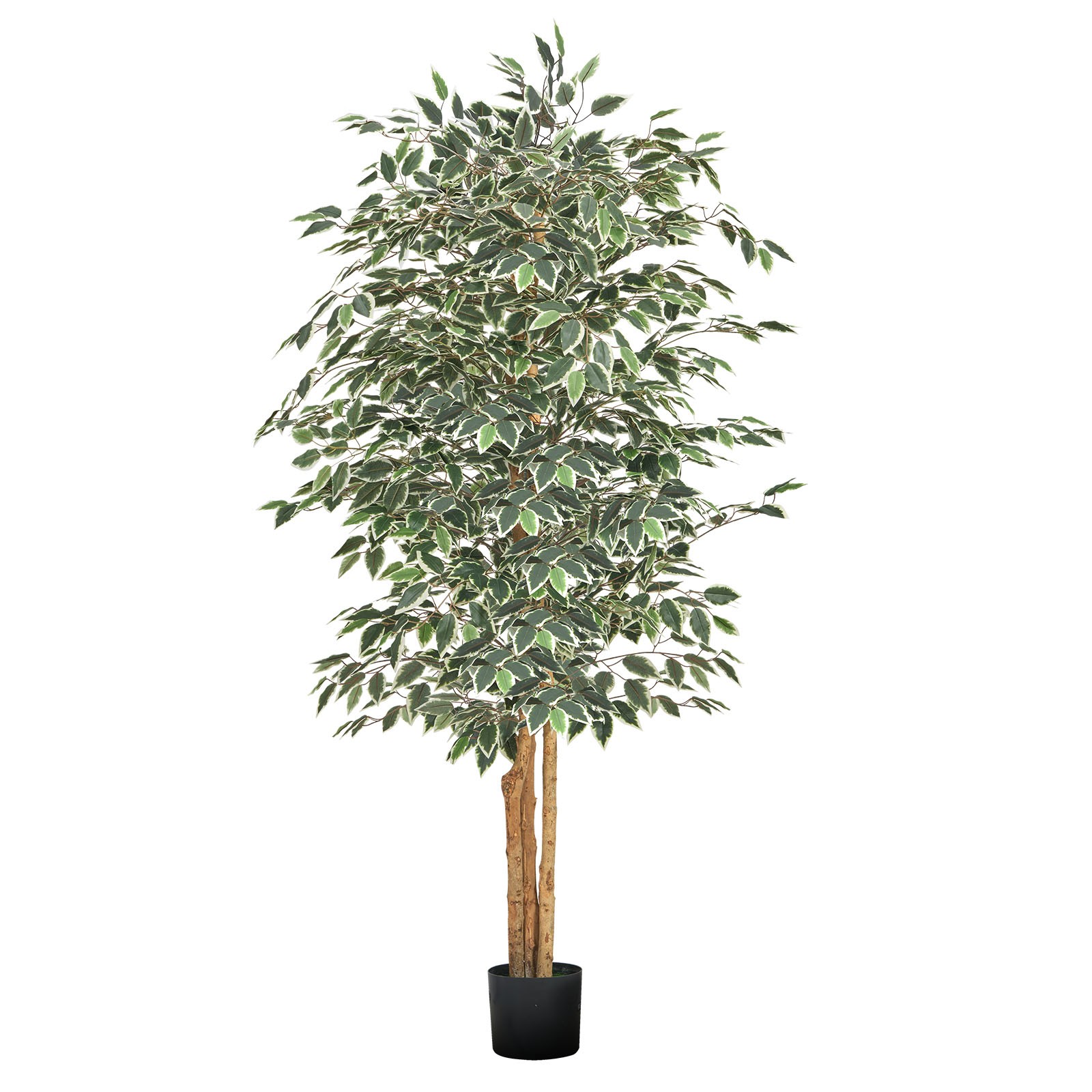 Uimoso 6FT Artificial Ficus Tree Tall Faux Plant with Black Pot Indoor Decor