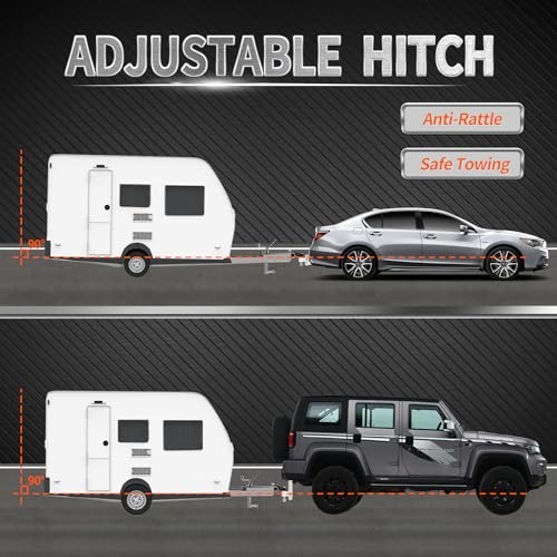 Adjustable Trailer Hitch - Aluminum Tow Hitch Fits 2-Inch 4-inch Drop silver