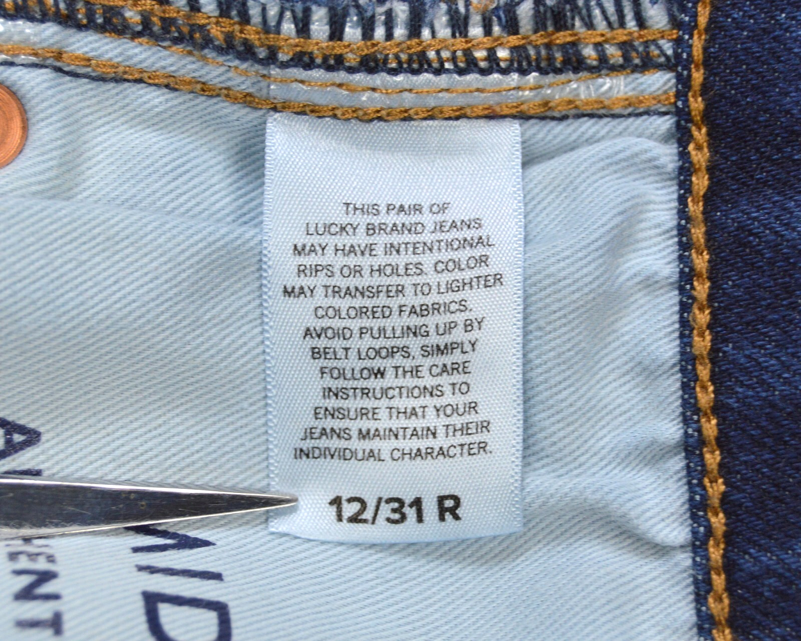 Lucky Brand Mid Rise Authentic Straight Jeans Women 12/31 Blue Denim Medium Wash