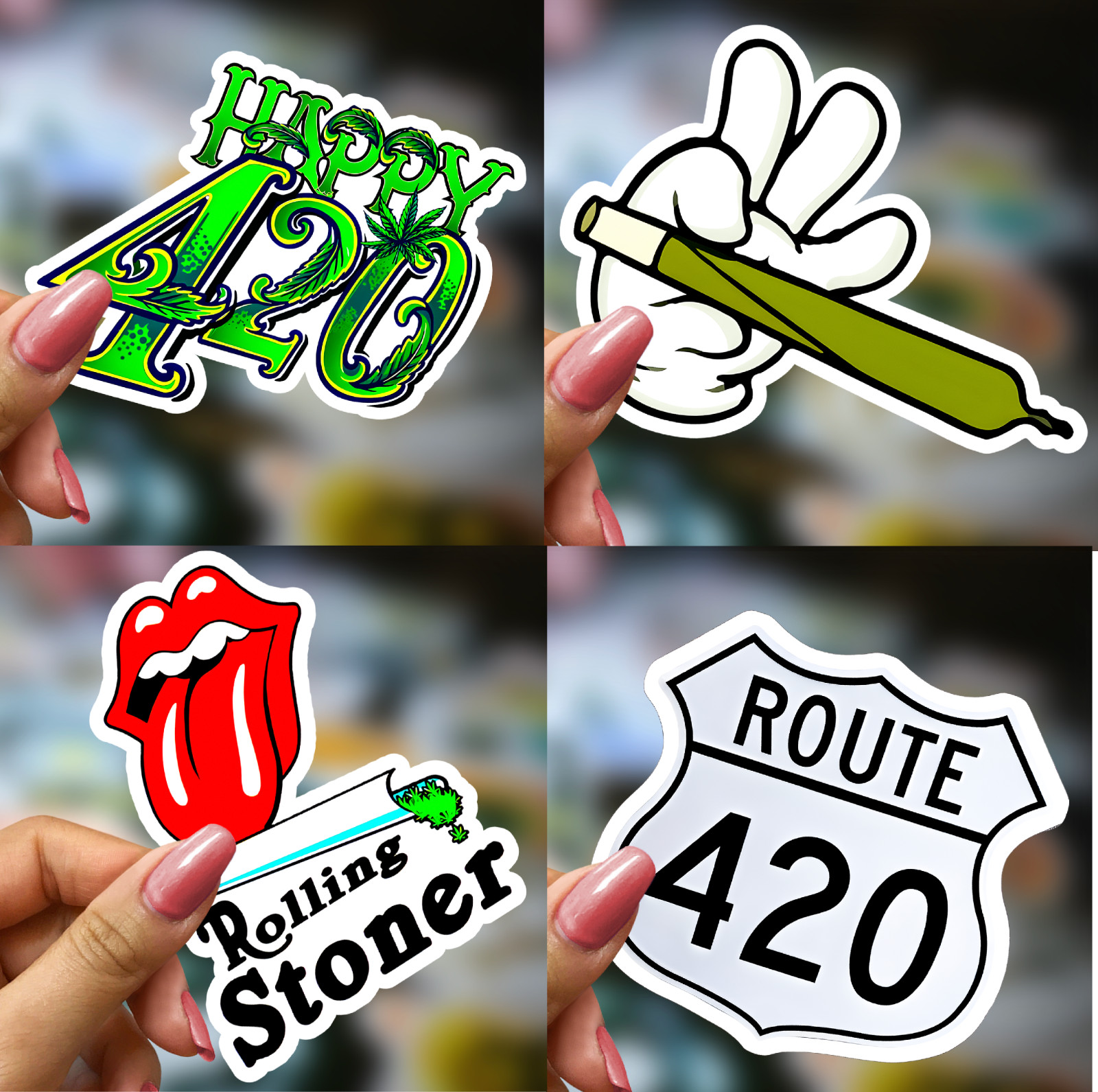 50 Weed Sticker Pack – Skater Graffiti Cannabis Decals for Laptop, SKATE DECK