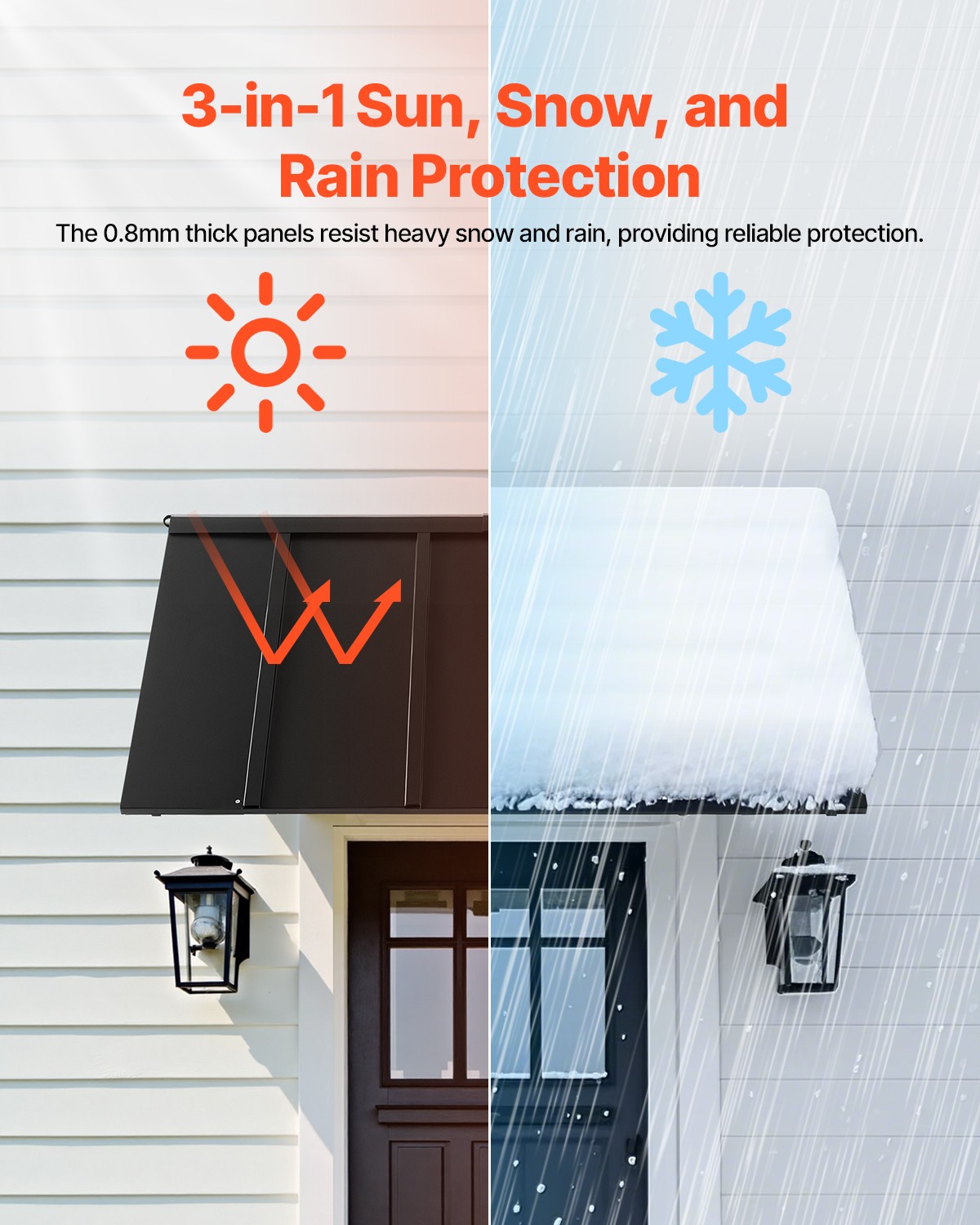 VEVOR Window Awning Door Canopy 56x24 in Outdoor Steel Front Door Awnings