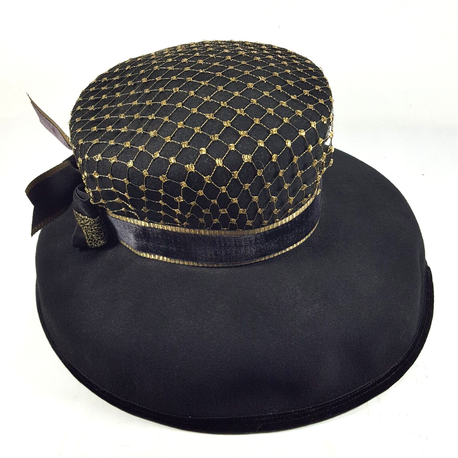 Vintage Bollman Women's Hat Bucket Irish Country Black Wool Felt