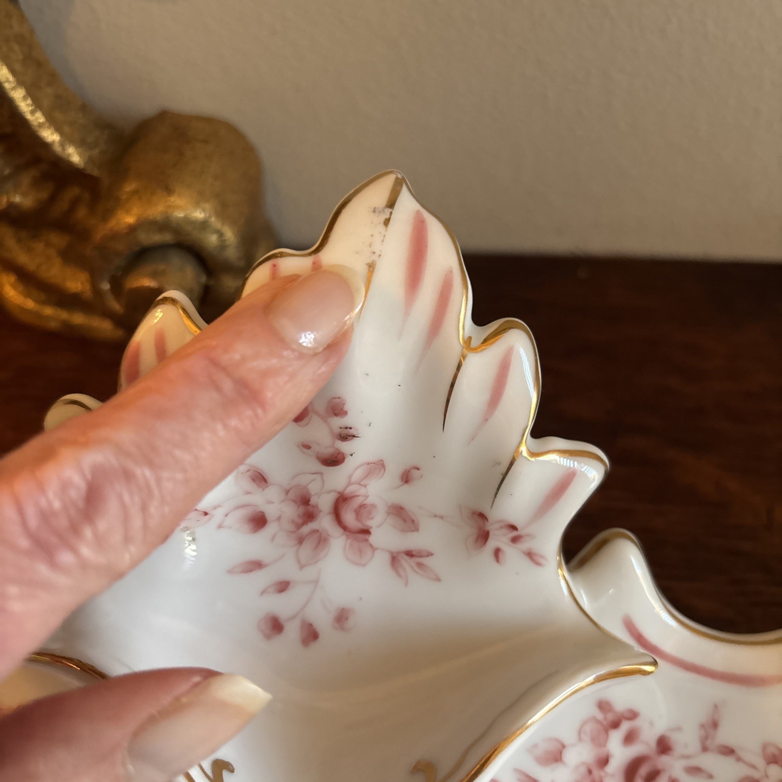 Porcelain 5 Piece Inkwell Dresser Set~Sandrea Japan G904~Chips & Cracks