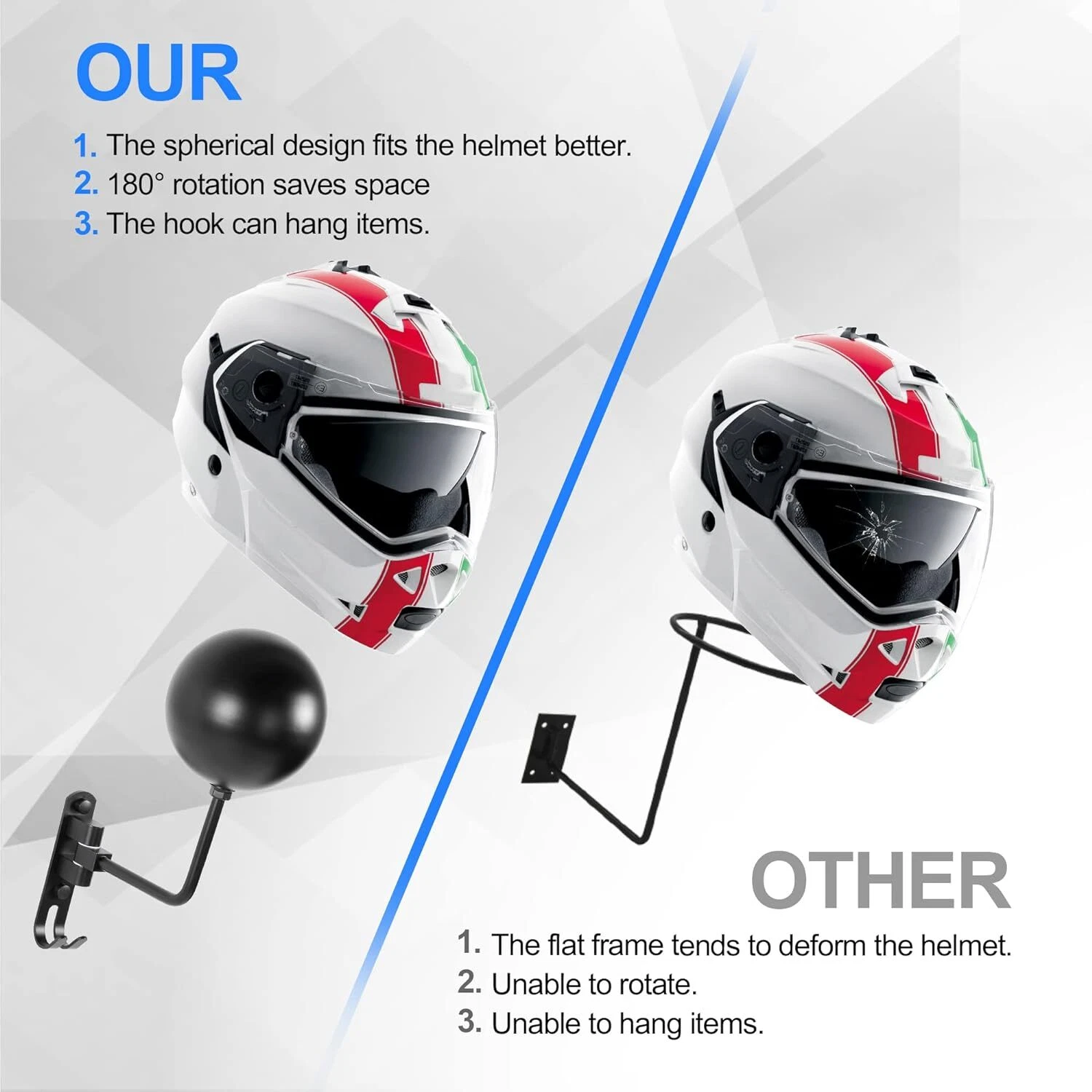2/4/6PCS Motorcycle Helmet Holder Hook Jacket Bag Display Rack Wall Mount Hanger