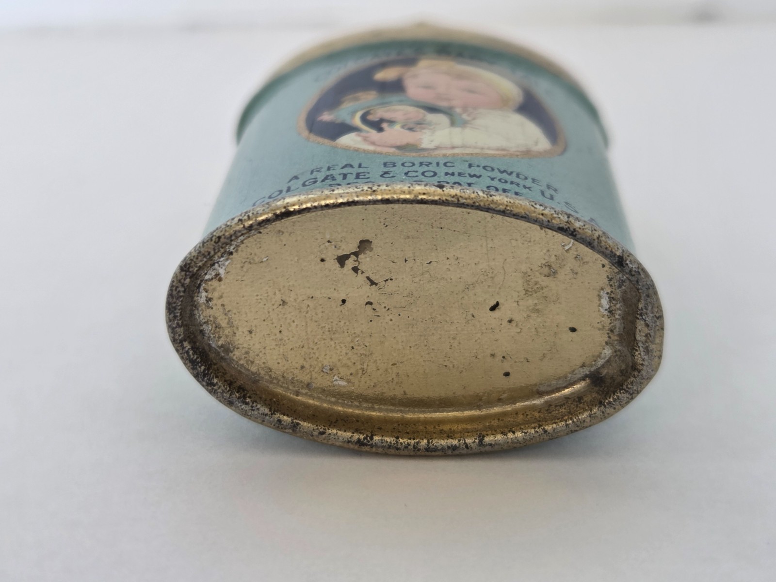 VINTAGE COLGATE'S BABY SAMPLE TALC TALCUM POWDER TIN ADVERTISING