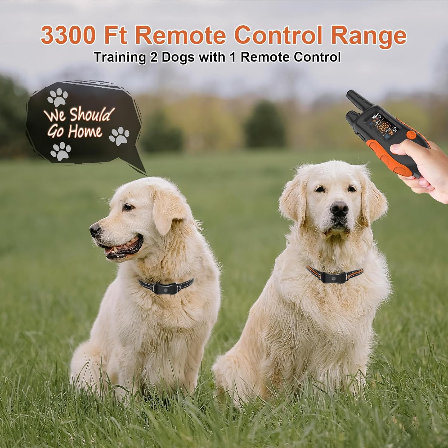 3300-FT Remote Dog Shock Training Collar Rechargeable Waterproof LCD Pet Trainer