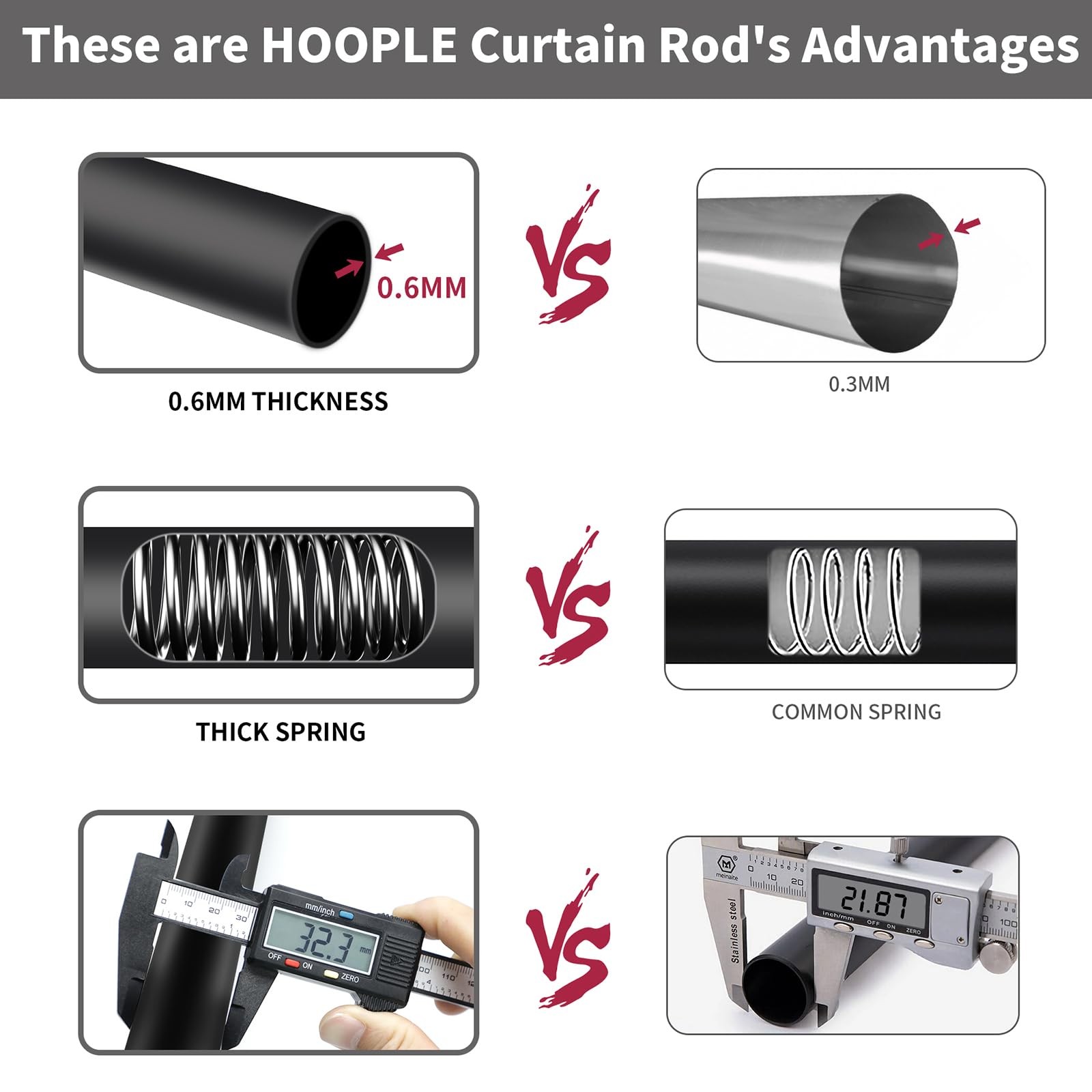 Tension Rod for Shower, 102 120 Inch Heavy Duty No Drill, Black