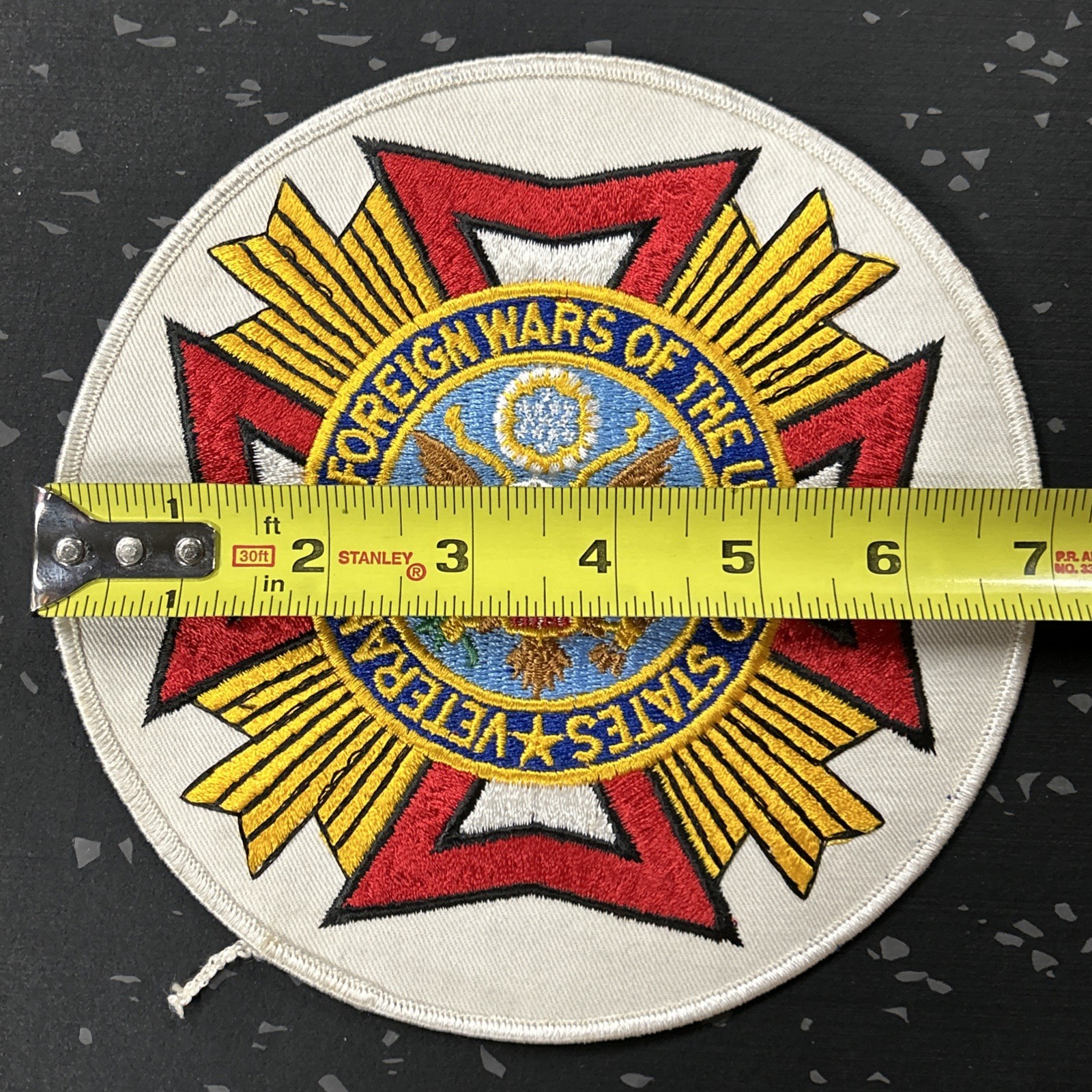 Veterans of Foreign Wars VFW Embroidered White 7” Round Patch