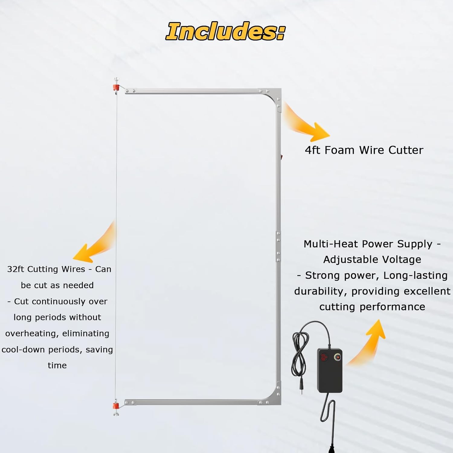 Adjustable 4FT Hot Wire Foam Cutter with Adjustable Multi-Heat Power Supply
