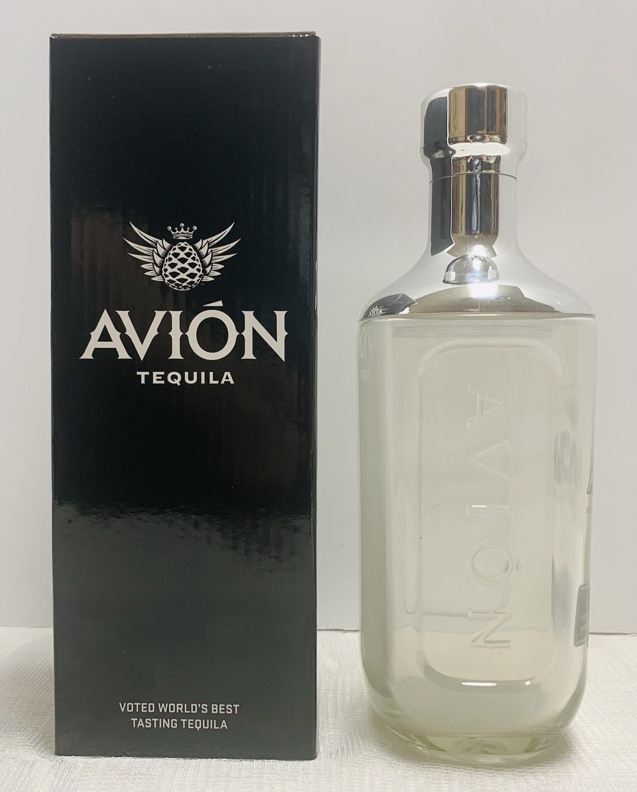 Avion Silver Tequila Ultra Premium Glass & Brushed Stainless Steel Shaker New