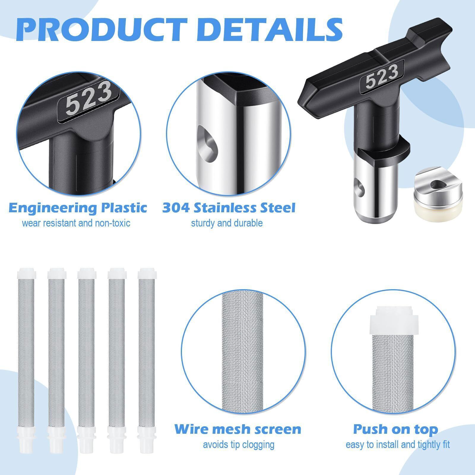 12 Pcs Airless Paint Sprayer Gun with Nozzle Guard Spray Tips and Airless Paint