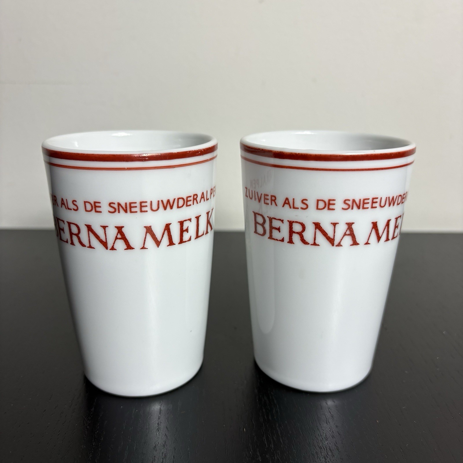 Vintage Lot 1940s/1950s BERNA MELK Dutch Porcelain Swiss Milk Advertising Cups
