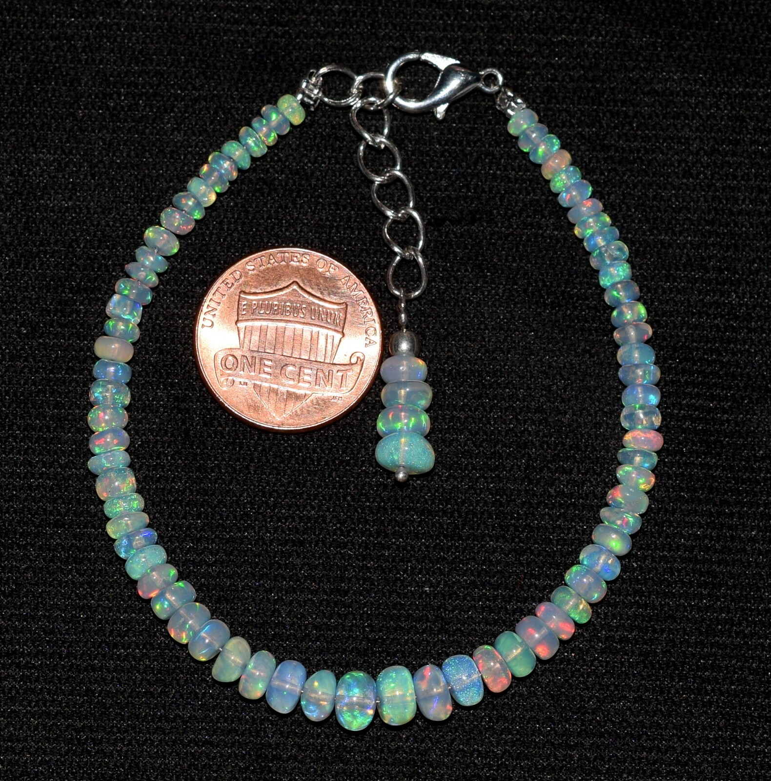 Natural Ethiopian Wello Fire Opal Gemstone Fire Beads 7.5"Bracelet F01784