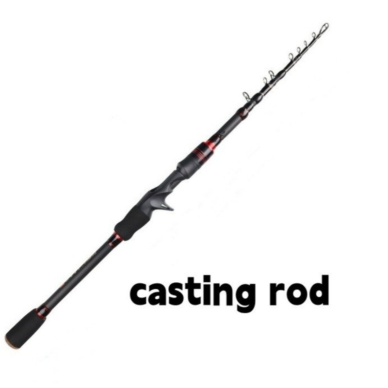 Telescopic Fishing Rod 7' Baitcast Lure Rod Carbon Fiber Spinning Casting Travel