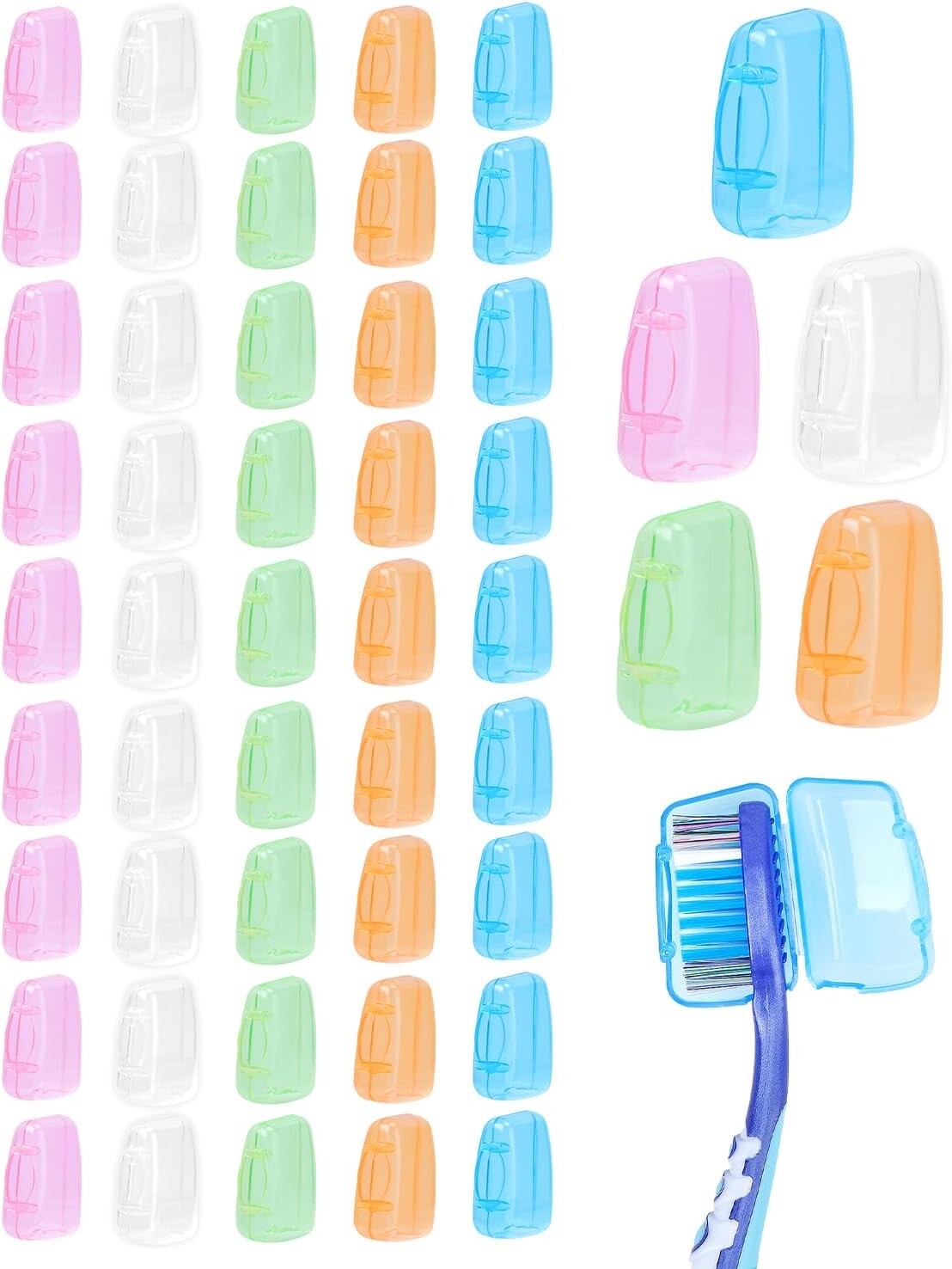 40 Pack Travel Toothbrush Head Covers Portable ToothbrushPod Caps Case Protector
