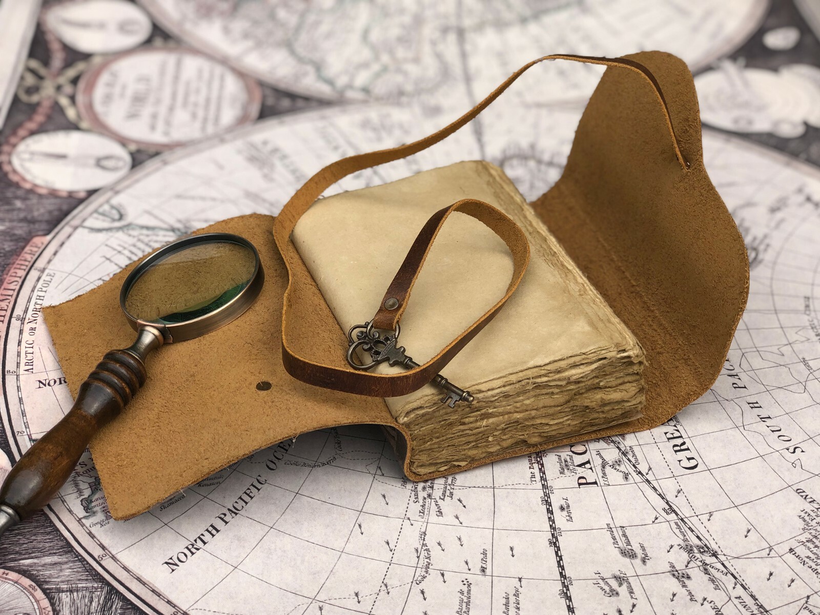 Rustic Leather Journal Notebook Handmade Deckle Edge Paper Leather Bound Books