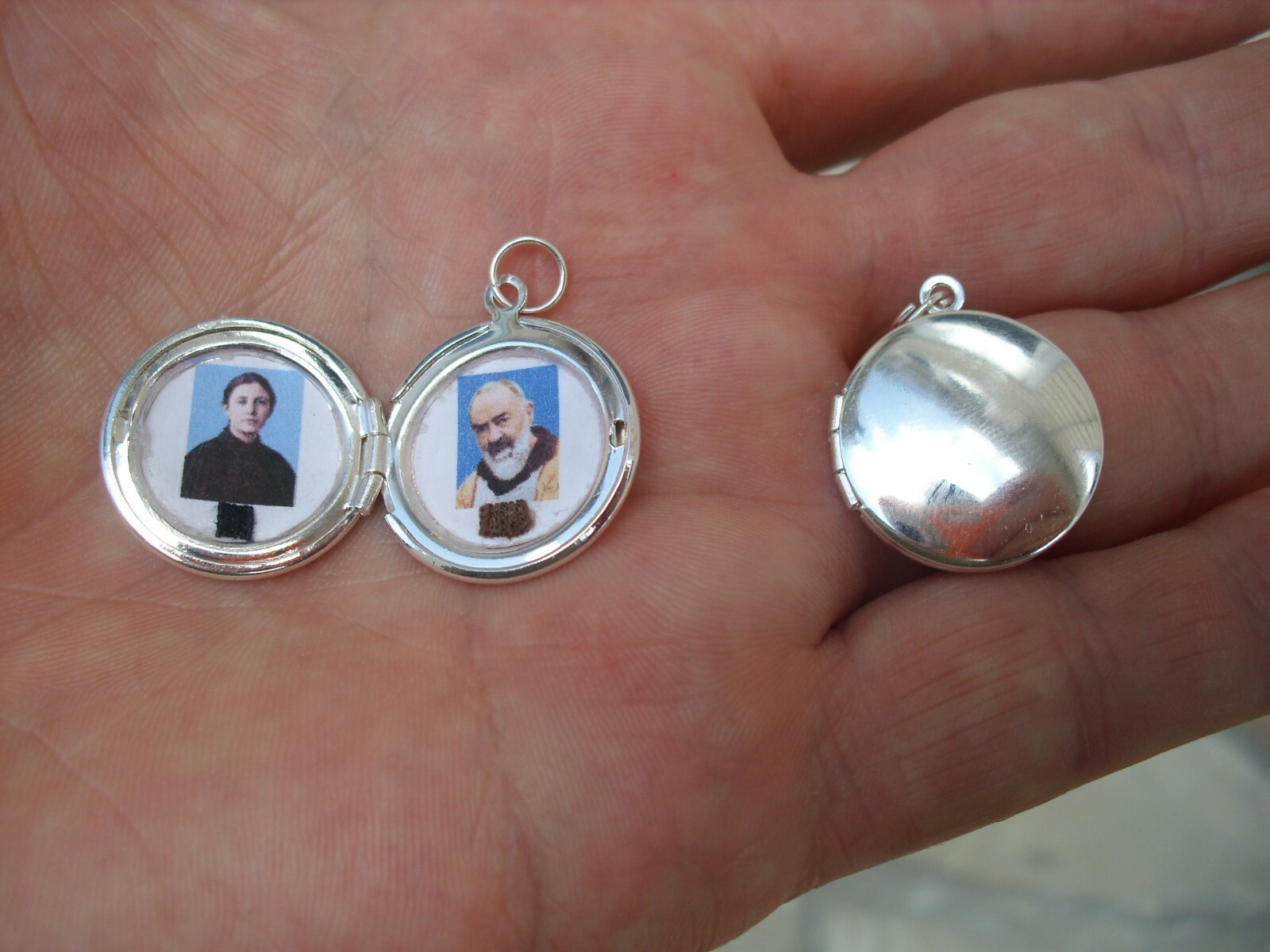 St Gemma Galgani- St Padre Pio combination relic locket -Very nice!