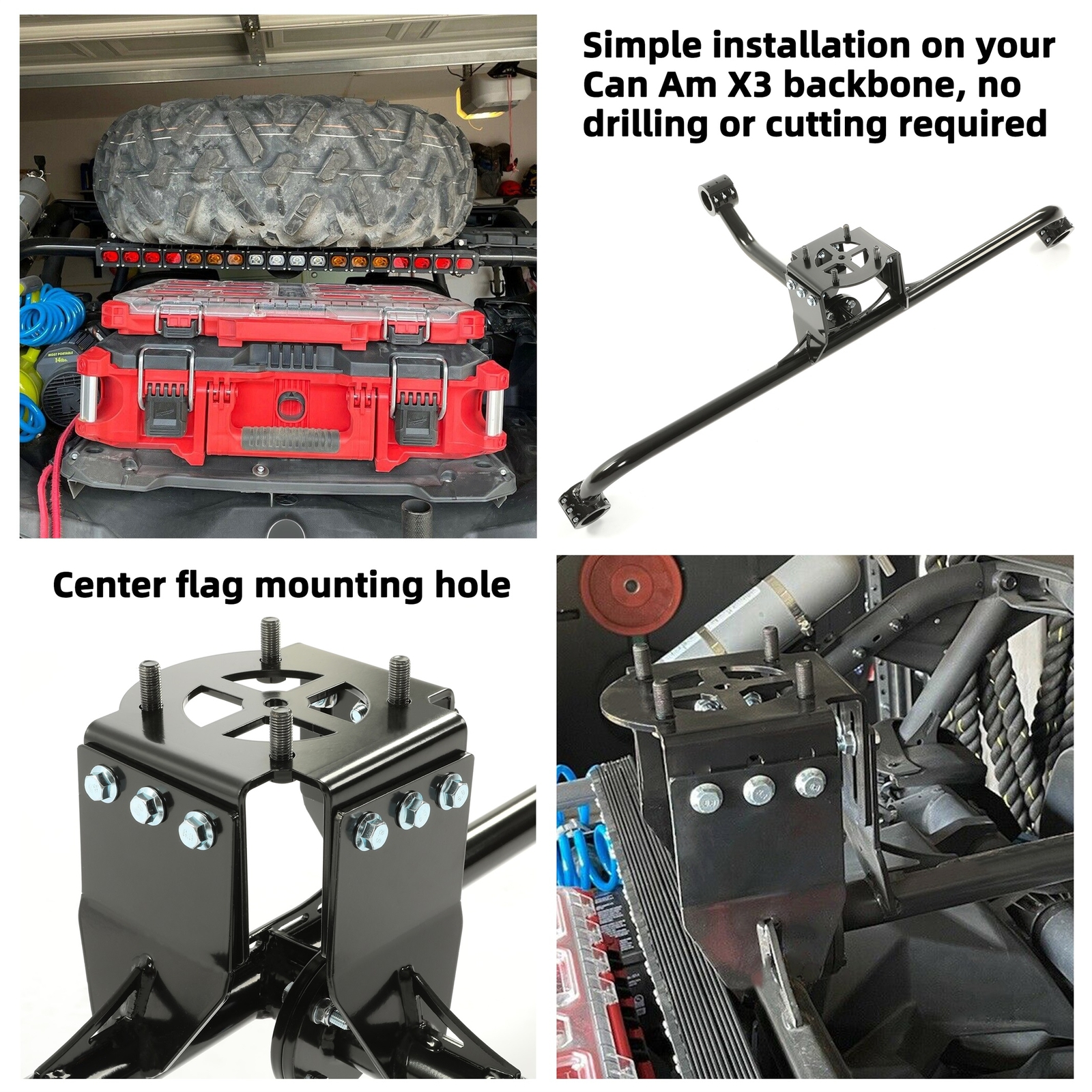 For Can-Am Maverick X3 Turbo Max R Ds Spare Tire Carrier Mount Rack 2017-2023