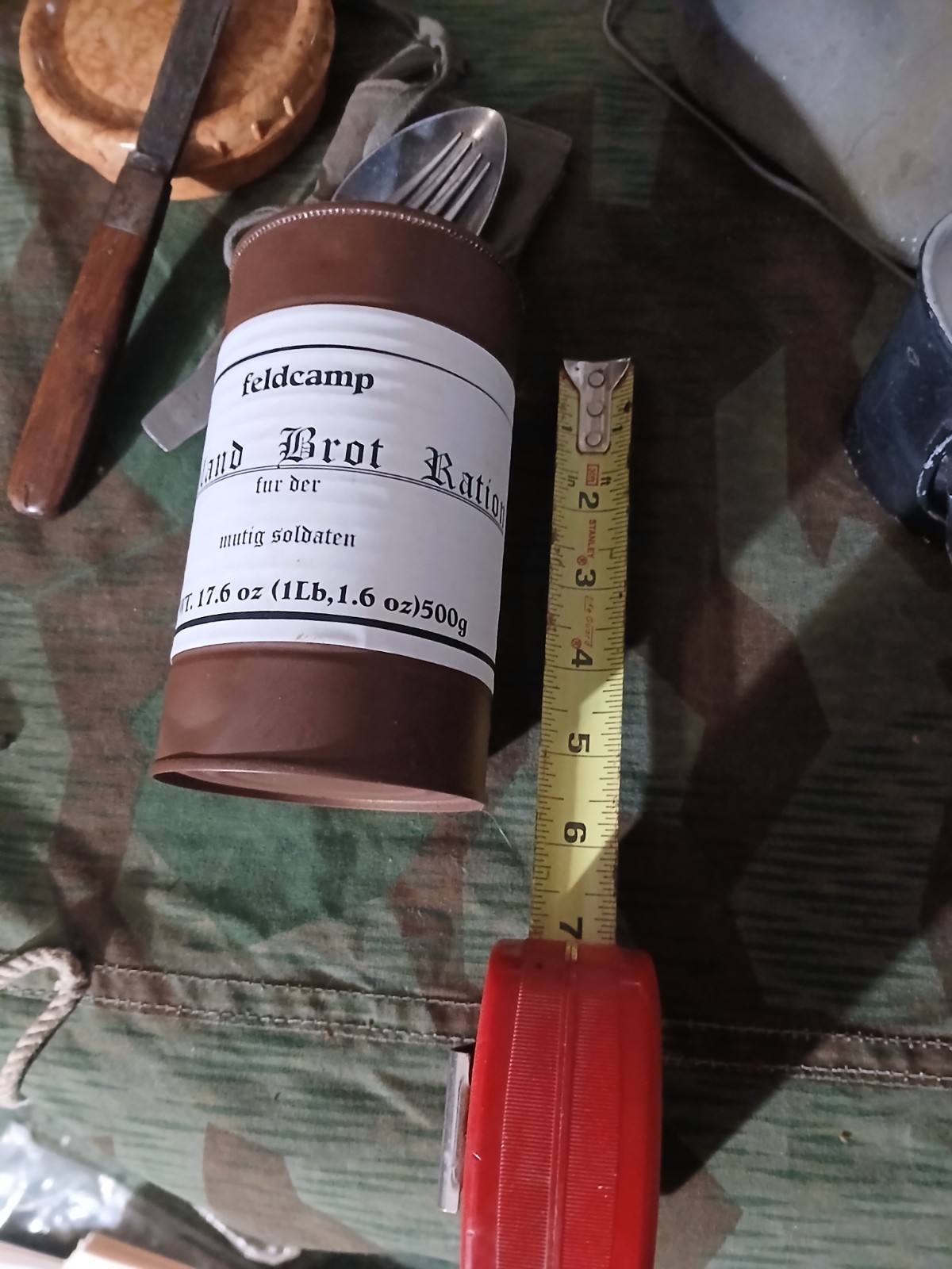 WW2 German reproduction field ration . Brown bread in airtight can, eatable