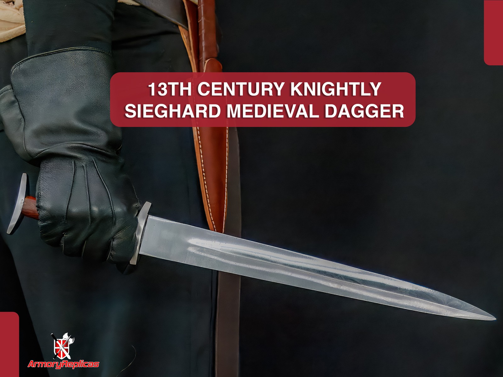 13th Century Knightly Sieghard Medieval Dagger Steel Full Tang Unsharpened LARP