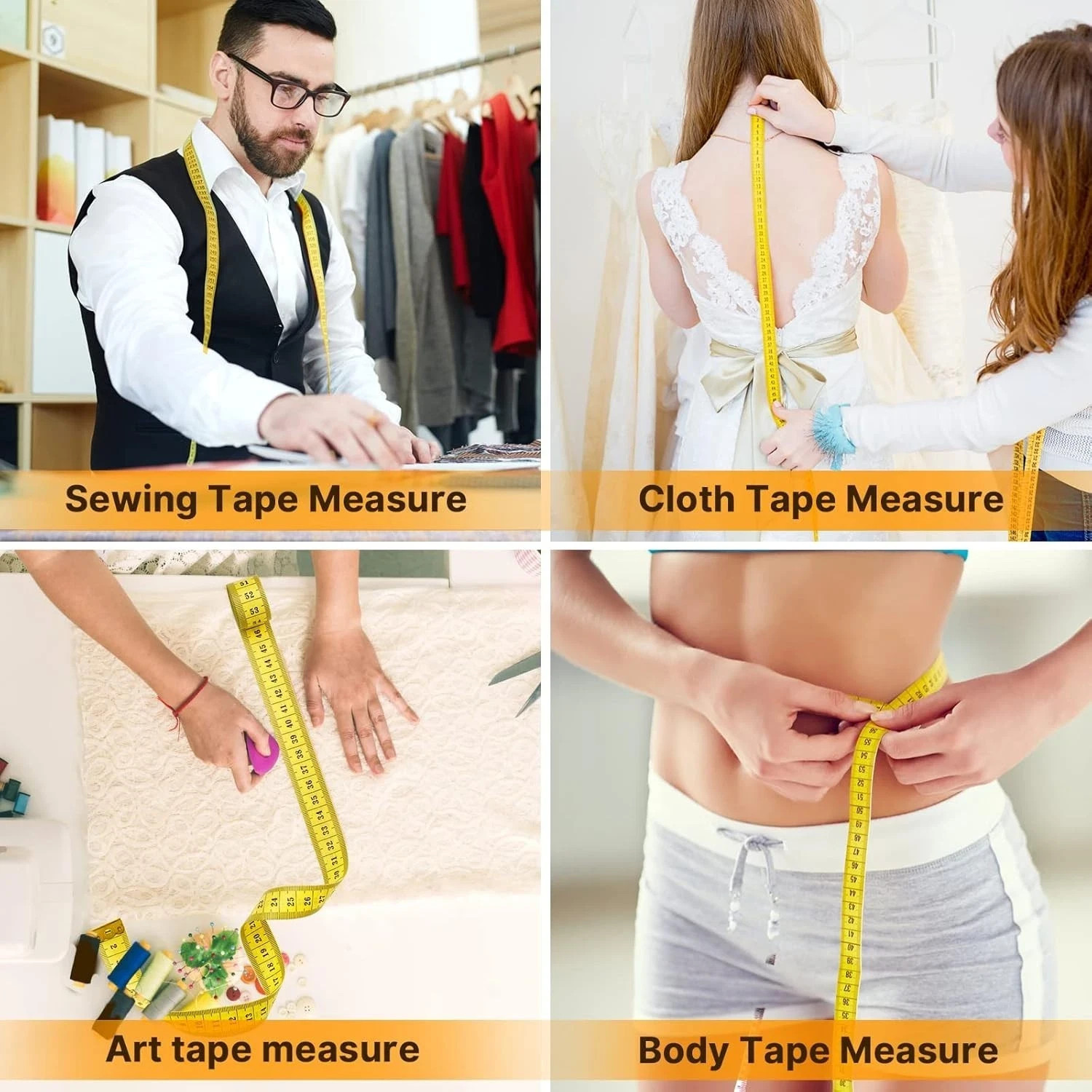 120 Inch Soft Measuring Tape for Sewing Tailor Cloth Body Measurement, 5 Pack
