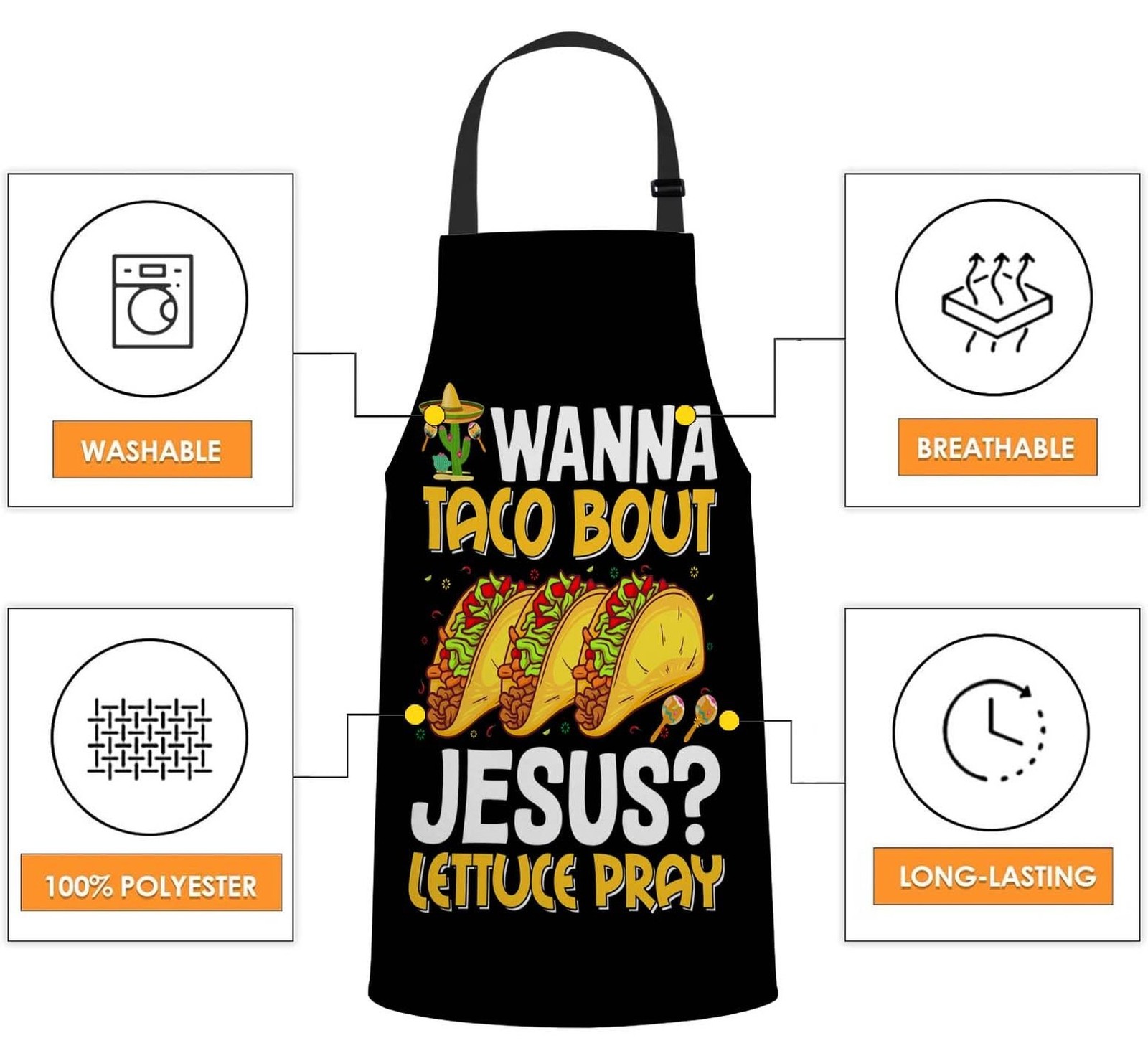 Wanna taco Bout Jesus Lettuce Pray Waterproof Apron Kitchen Chef Aprons Bibs ...