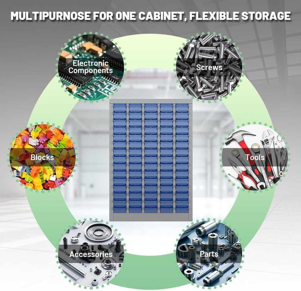 75 Drawers Parts Cabinet, Bolt & Nut Storage, Hardware Tool Organization Shelves