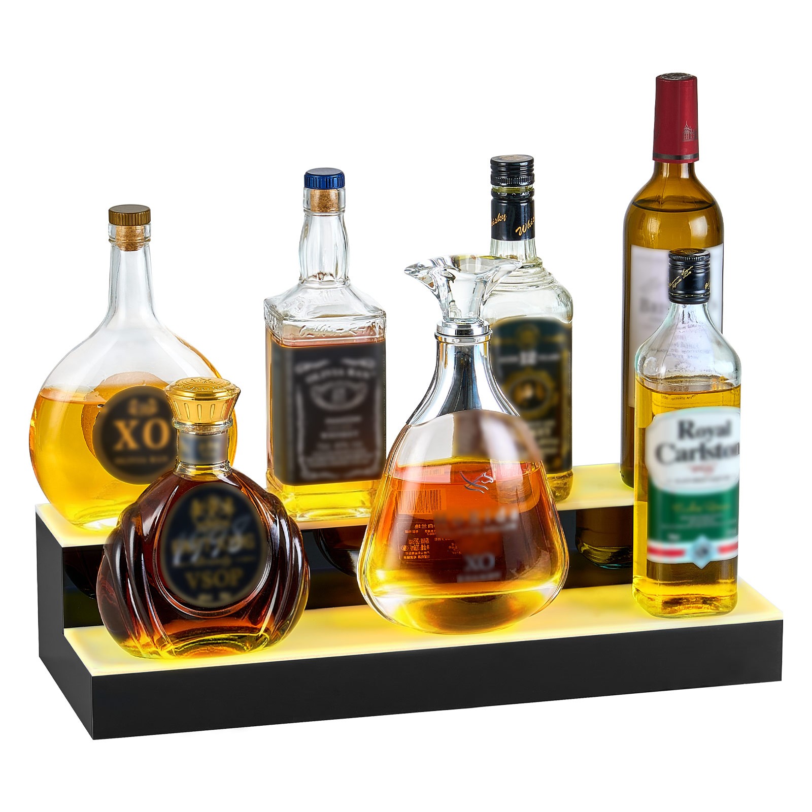 VEVOR LED Lighted Liquor Bottle Display 2 Tiers 20 Inches for 10 Bottles