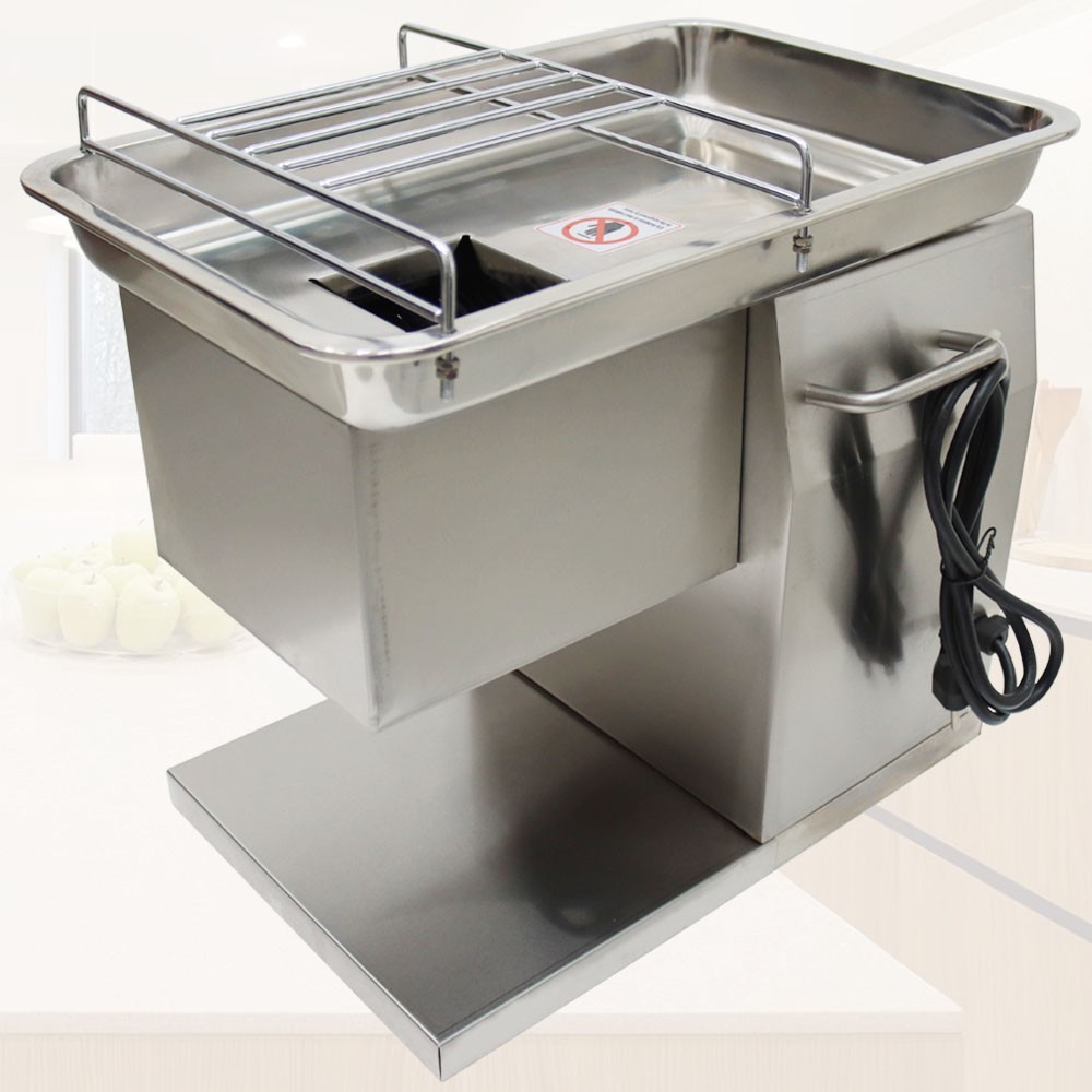 110V Commercial Meat Cutter 6mm Blade Beef Pork Cutting Machine 200Kg/h 650W