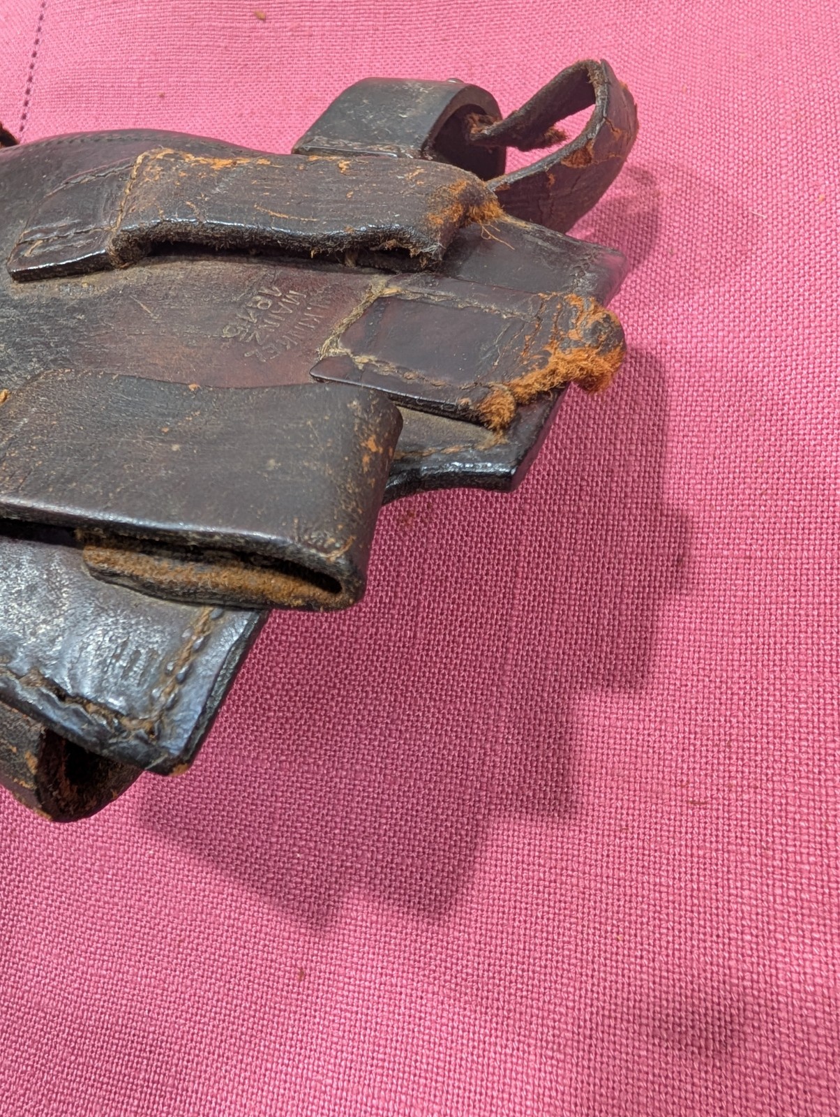 ORIGINAL GERMAN WW1 1915 DATED FULL LEATHER STOCK HARNESS C96 MAUSER BROOMHANDLE