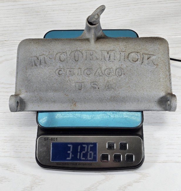 ANTIQUE McCormick Tool Box Lid Cast Iron Tractor Horse Mower Implement M539