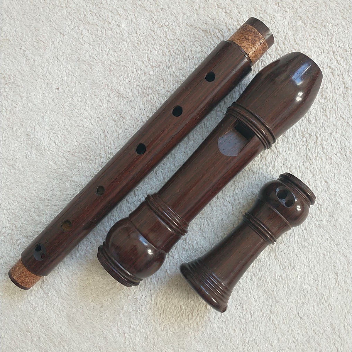 Vtg Brero Suisse Wood Alto Recorder Blockflute Dark Brown Bag Cleaner 90s 18.5"