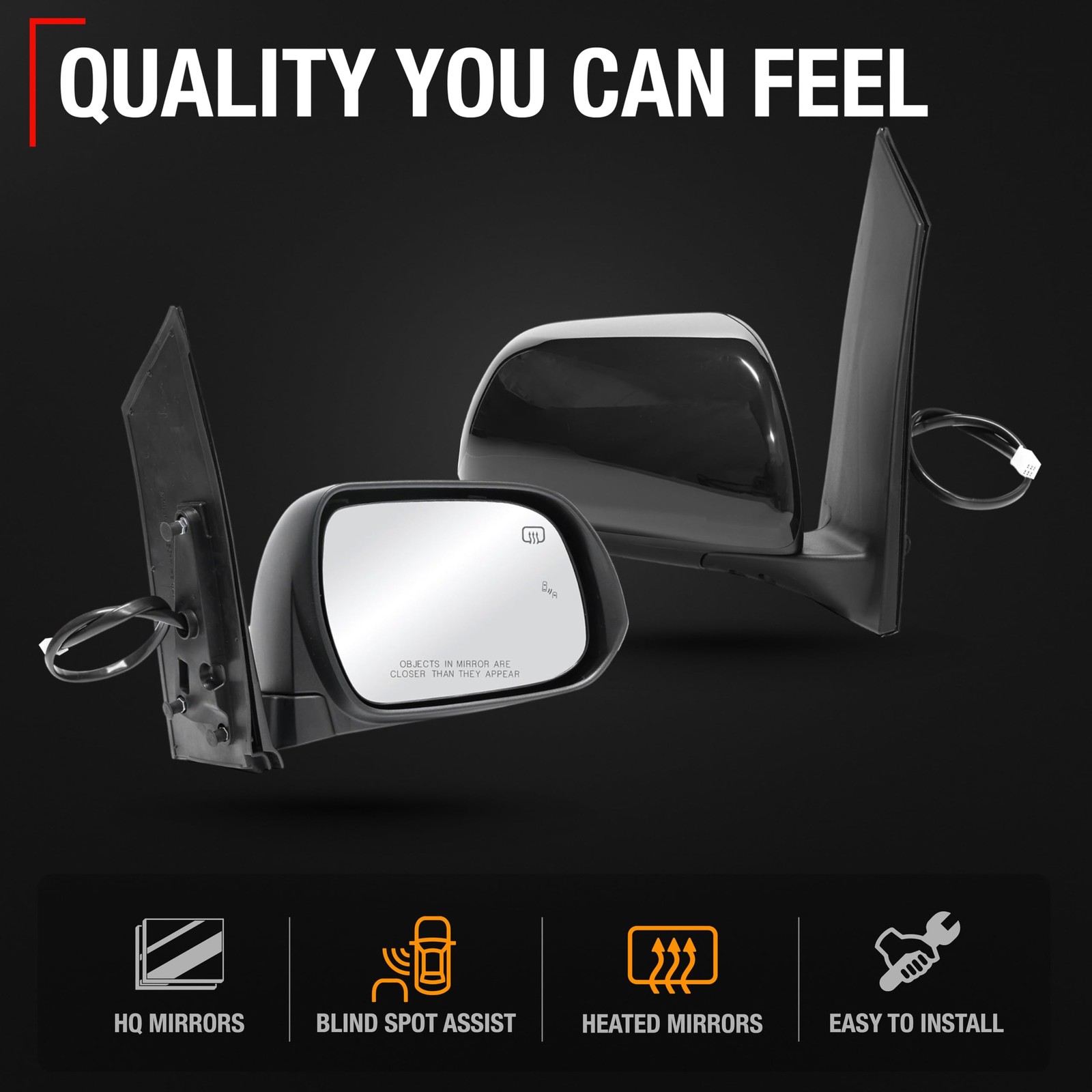 Passenger Mirror for Toyota Sienna - Power, Heated, Blind Spot, Manual Fold -...