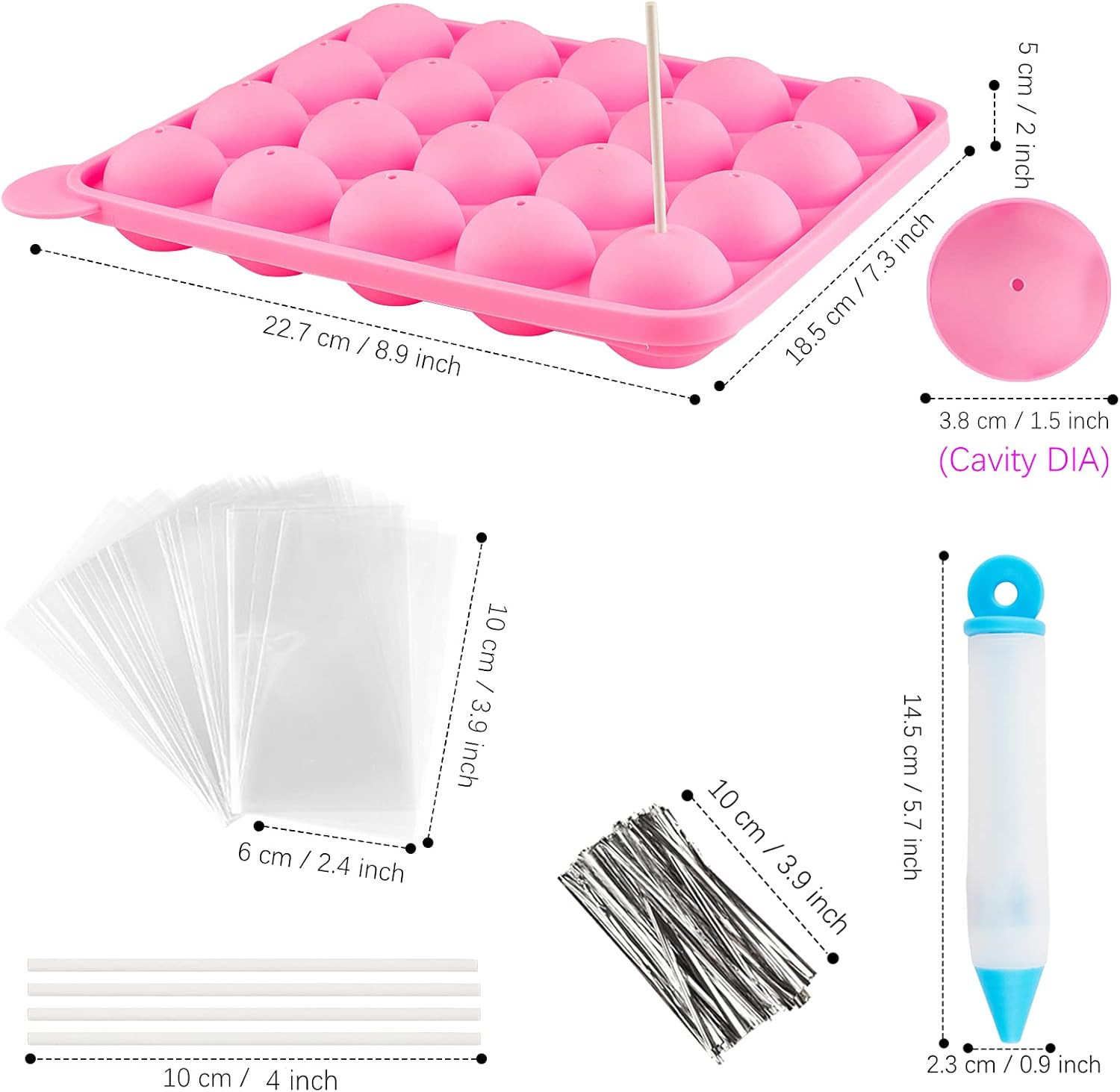 Cake Pop Mold Set of 262 - Including 20 Cavities Silicone Cake Pop Molds, Cake P
