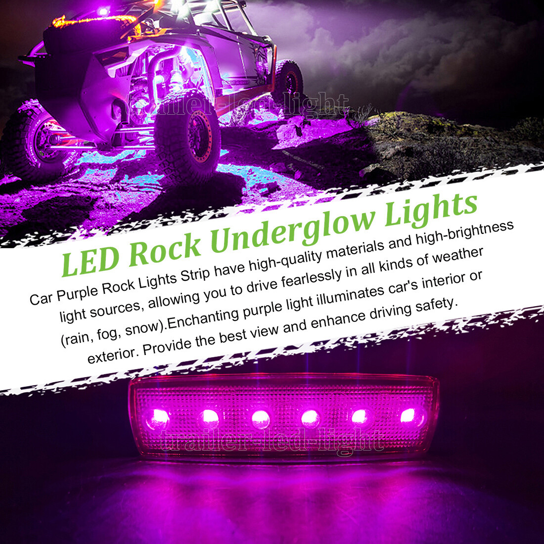 12x Purple LED Rock Lights Underbody Light For Jeep Offroad Truck UTV ATV SUV
