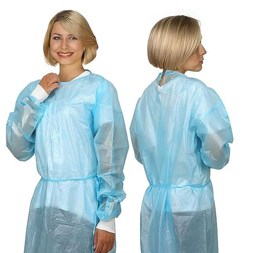 Disposable PP+PE Isolation Gown Sleeve & Elastic Cuff Universal Fit Level 1-2