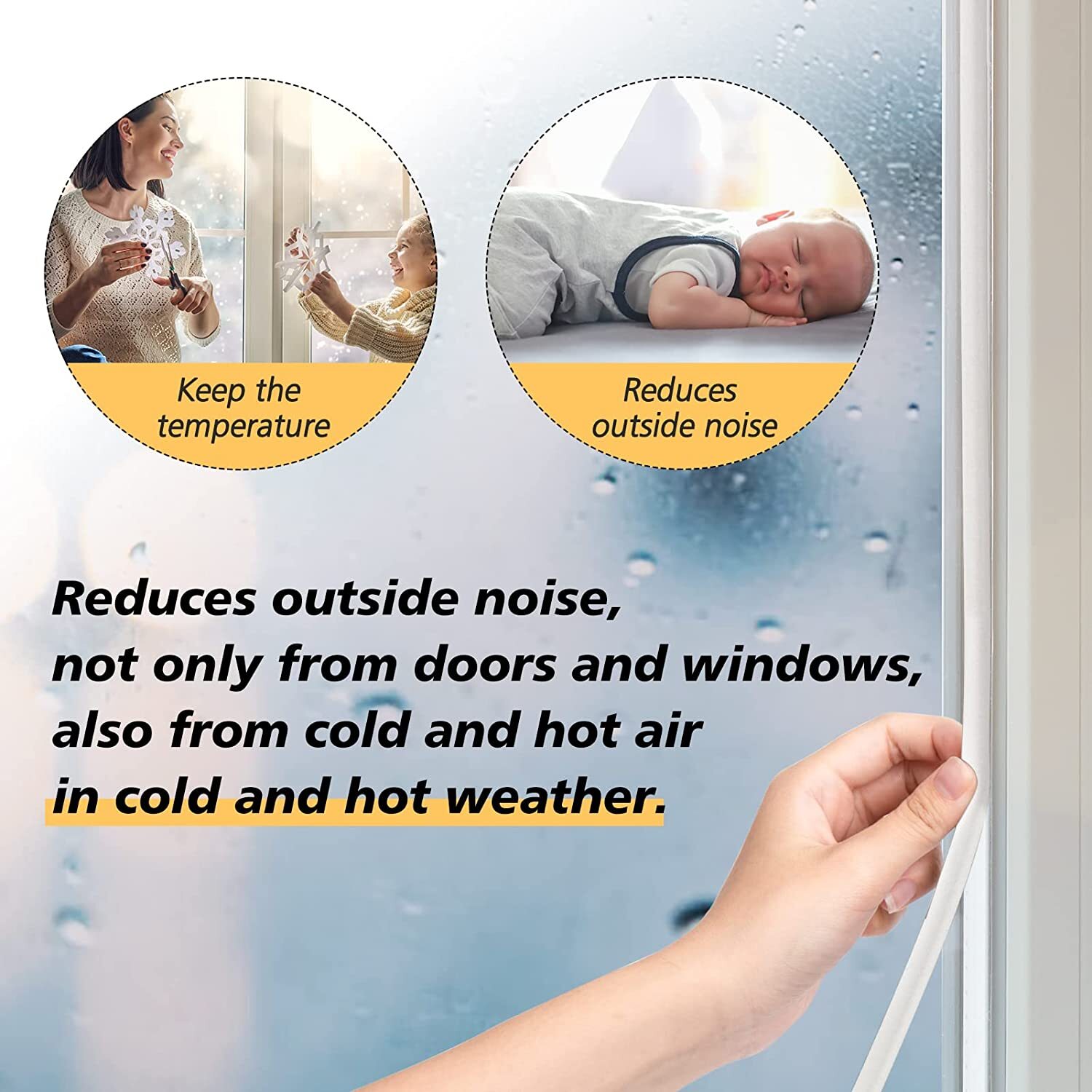 Self-Adhesive Door Window Weather Stripping Insulation Seal Strip White US