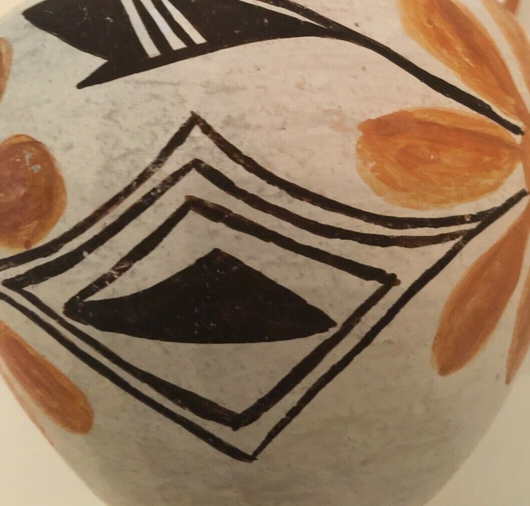 Vintage Acoma New Mexico Pottery Handmade Pitcher Hand Painted Floral 6" Tall