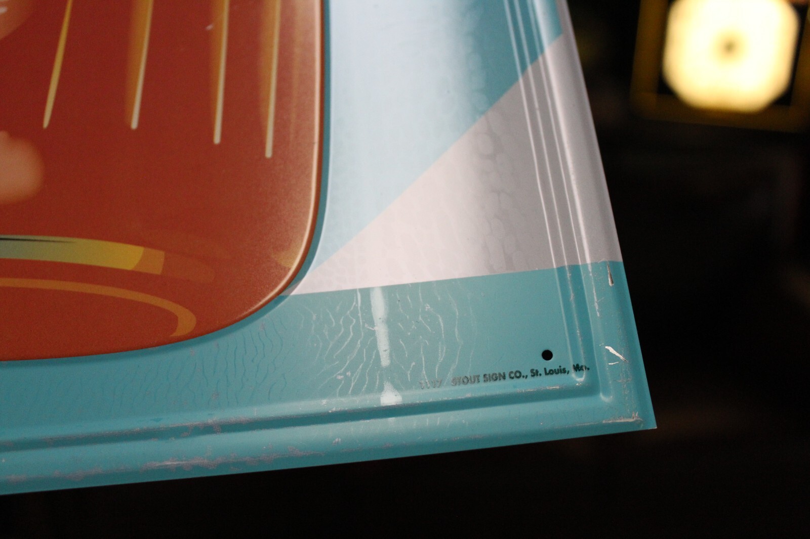 RARE ENJOY ORANGE CRUSH SODA POP VERTICAL EMBOSSED METAL SIGN BOTTLE STORE GAS