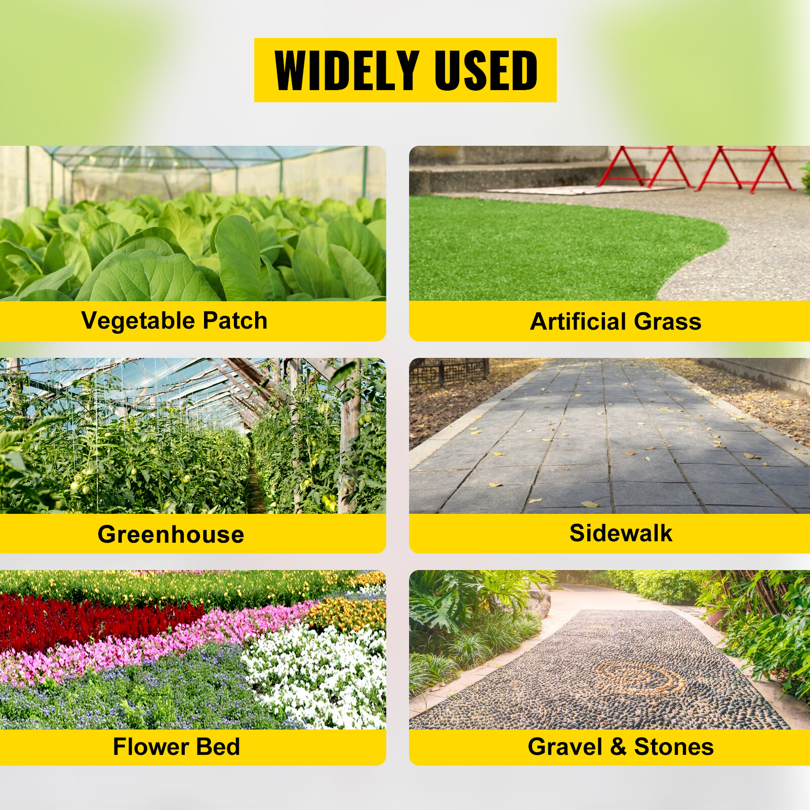 VEVOR 6'x300' Weed Barrier Landscape Fabric Ground Cover 2.4Oz PP Chemical-free