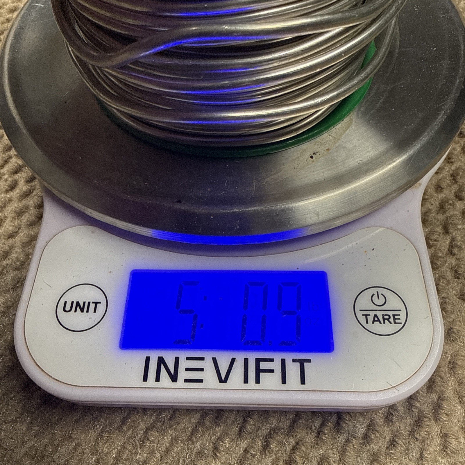 Solder Roll .125 Diameter Grade SAC 0307 5 Lbs Spool Opened 5lbs .9oz total wt