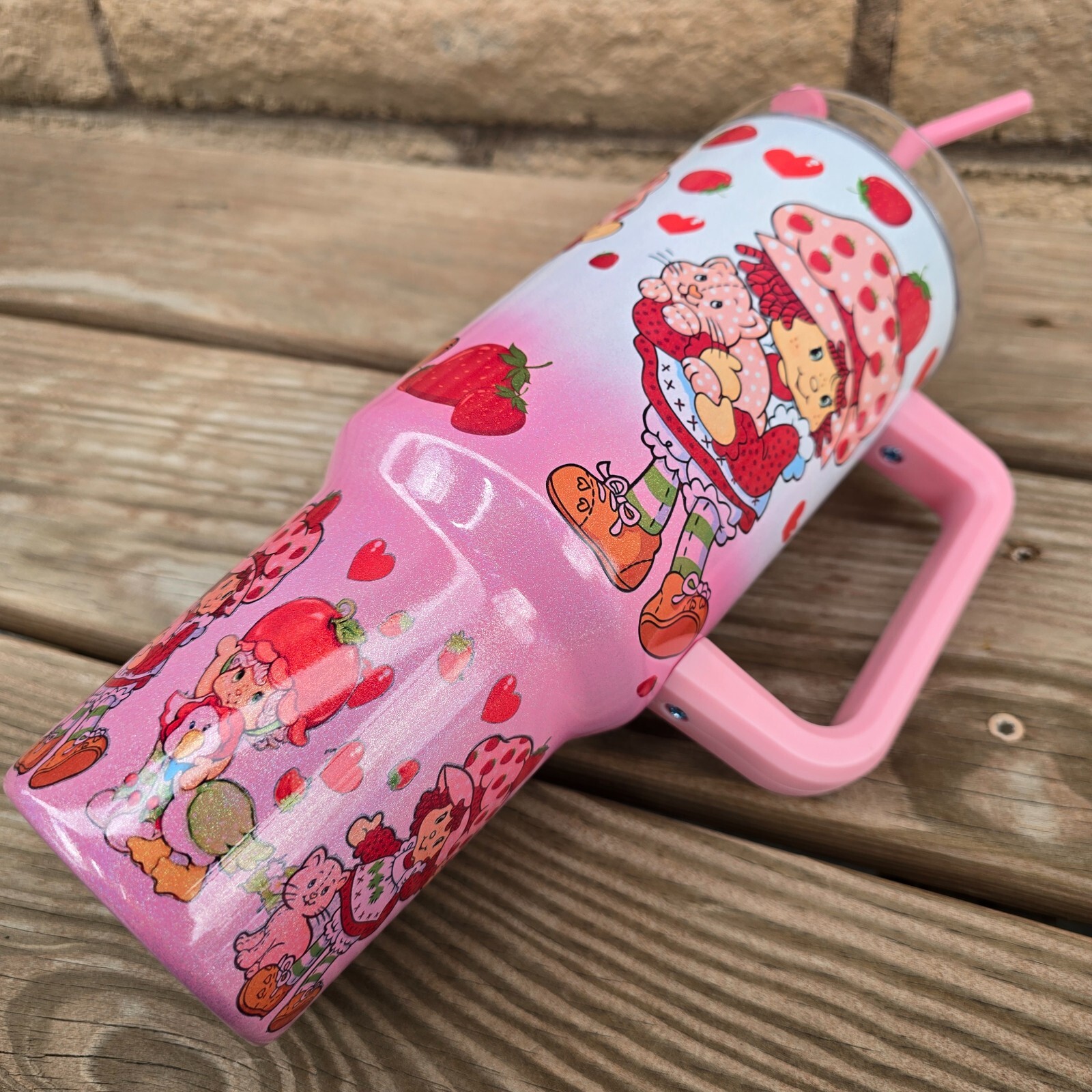 Strawberry Shortcake Tumbler 40oz Shimmer Pink Gradient