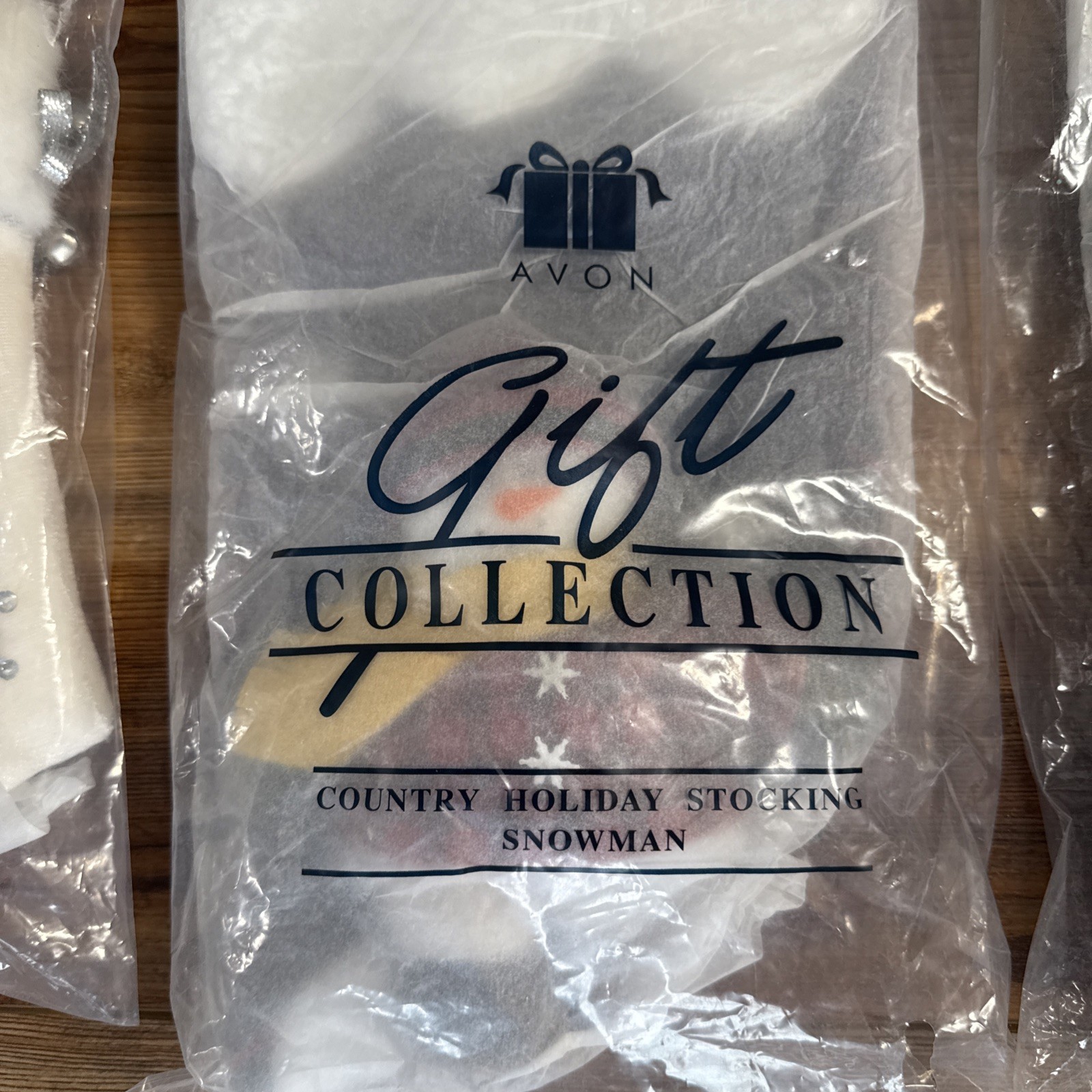 3 Lot Avon Country Holiday Christmas Stocking Snowman Santa Silver White