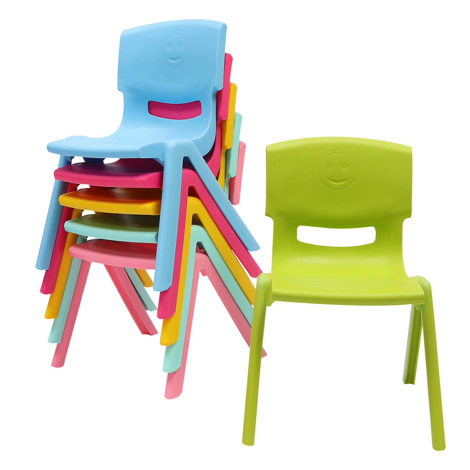 6x Stackable School Chairs PP Child Chair 100kg load Multicolor Indoor & Outdoor