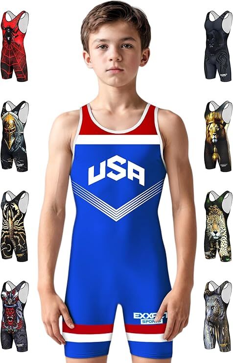 Exxact Sports Sublimated Youth Wrestling Singlet for Boys, Premium Singlets