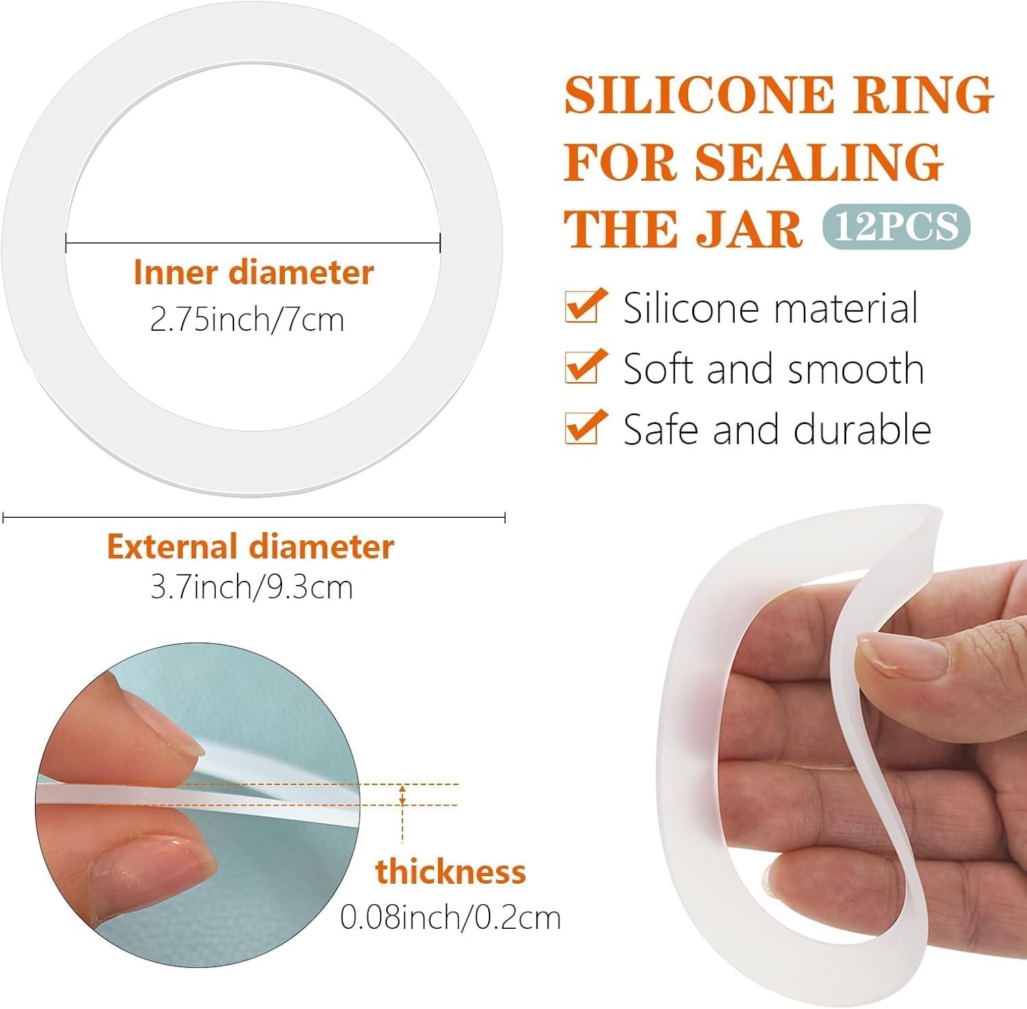 12pcs 3.7 Inches Silicone Jar Gaskets Replacement Silicone Seals Airtight Gasket