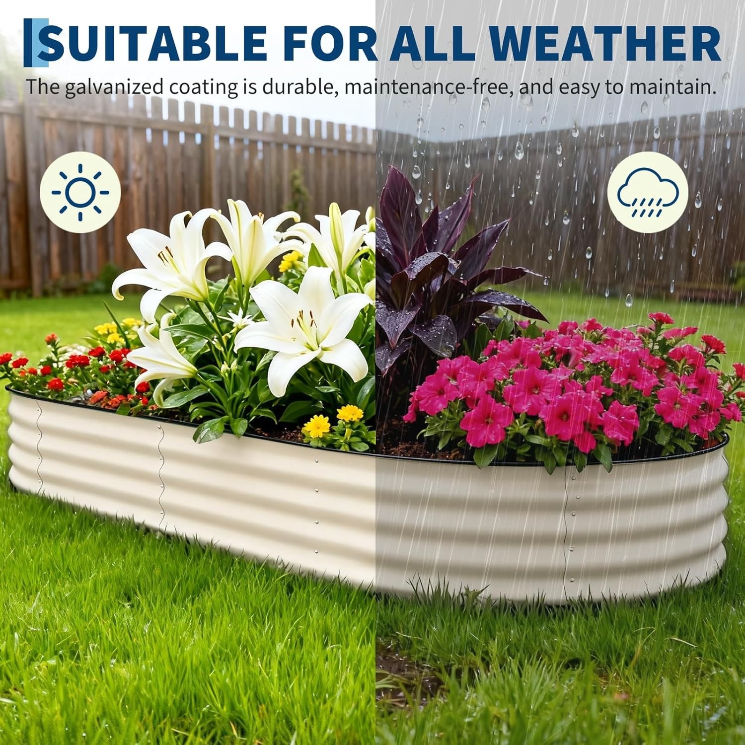 Galvanized Raised Garden Bed Outdoor, 10x4x1.5 ft Metal Planter Box for Flowers