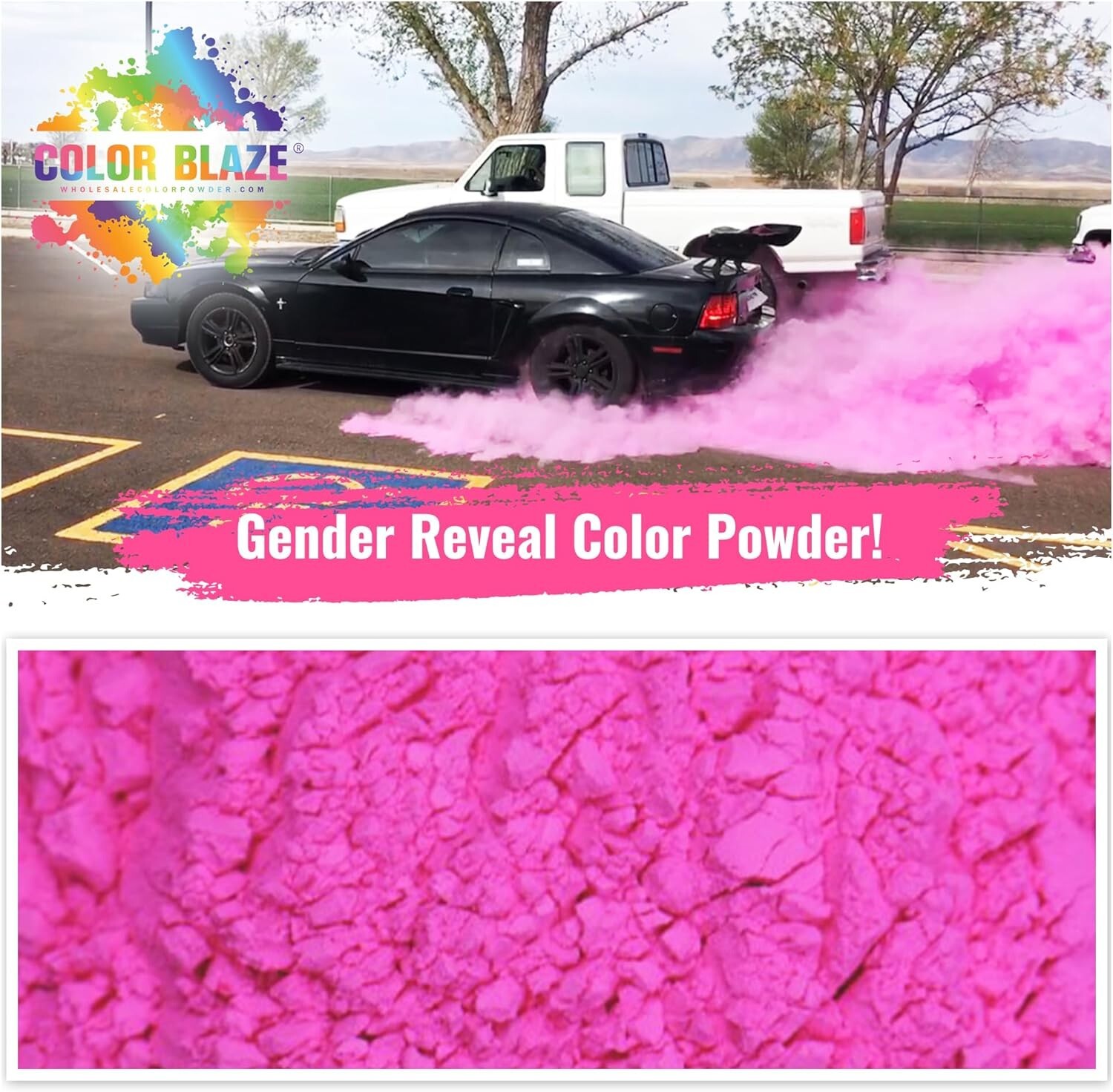 Color Blaze Black Out Gender Reveal Pink Colored Powder Burnout (2lbs Pink)