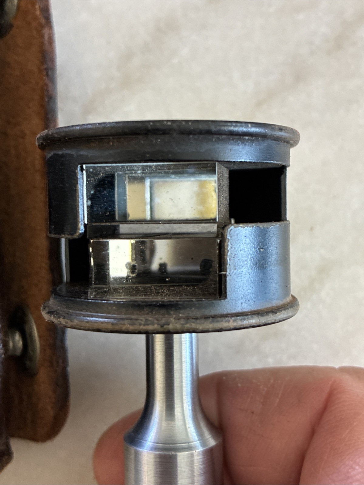 Antique Keuffel & Esser (K&E) Double Right Angle Prism W/ Leather Case USED Cond