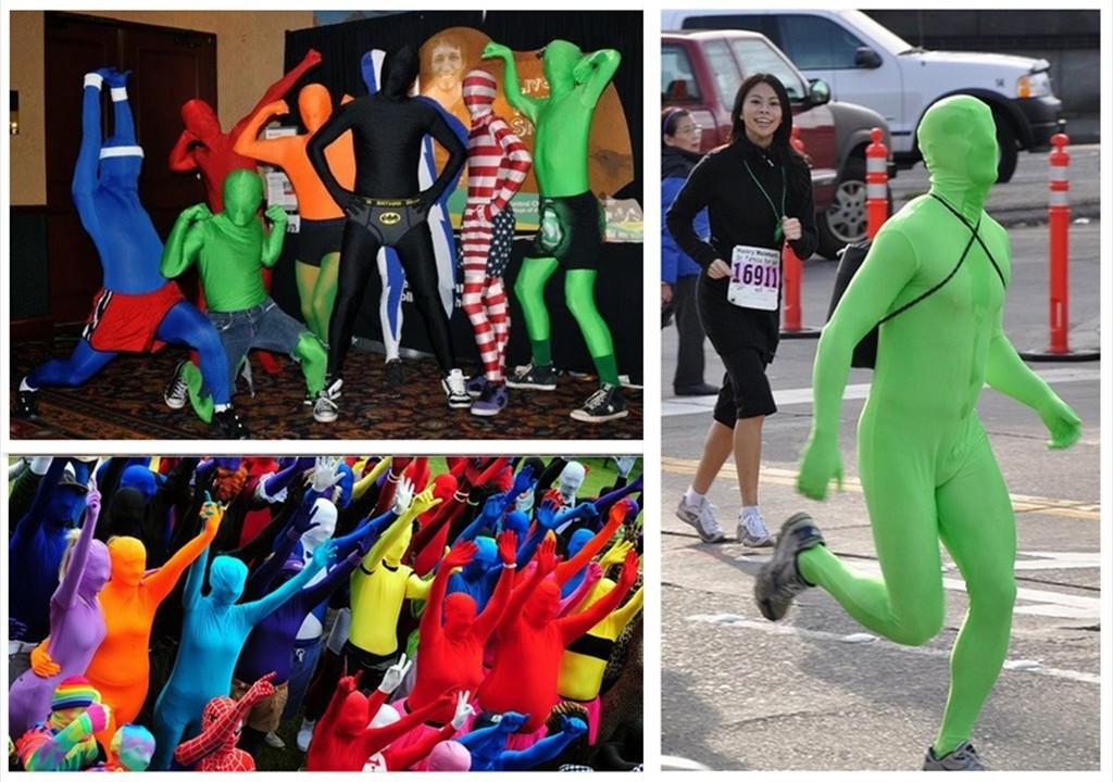 DH Zentai Suit Men's Spandex Halloween Full Body Face Covered Costume